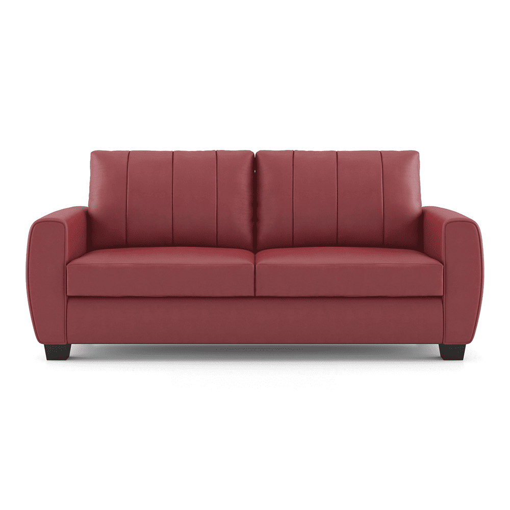 Luna 3 Seater Leatherette Sofa in Burgundy Colour