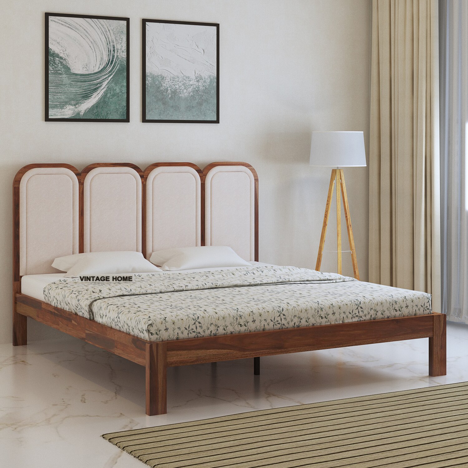 vintage home Aaram Solid Wood Non Storage King Size Bed in Provincial Teak Finish-picture-15