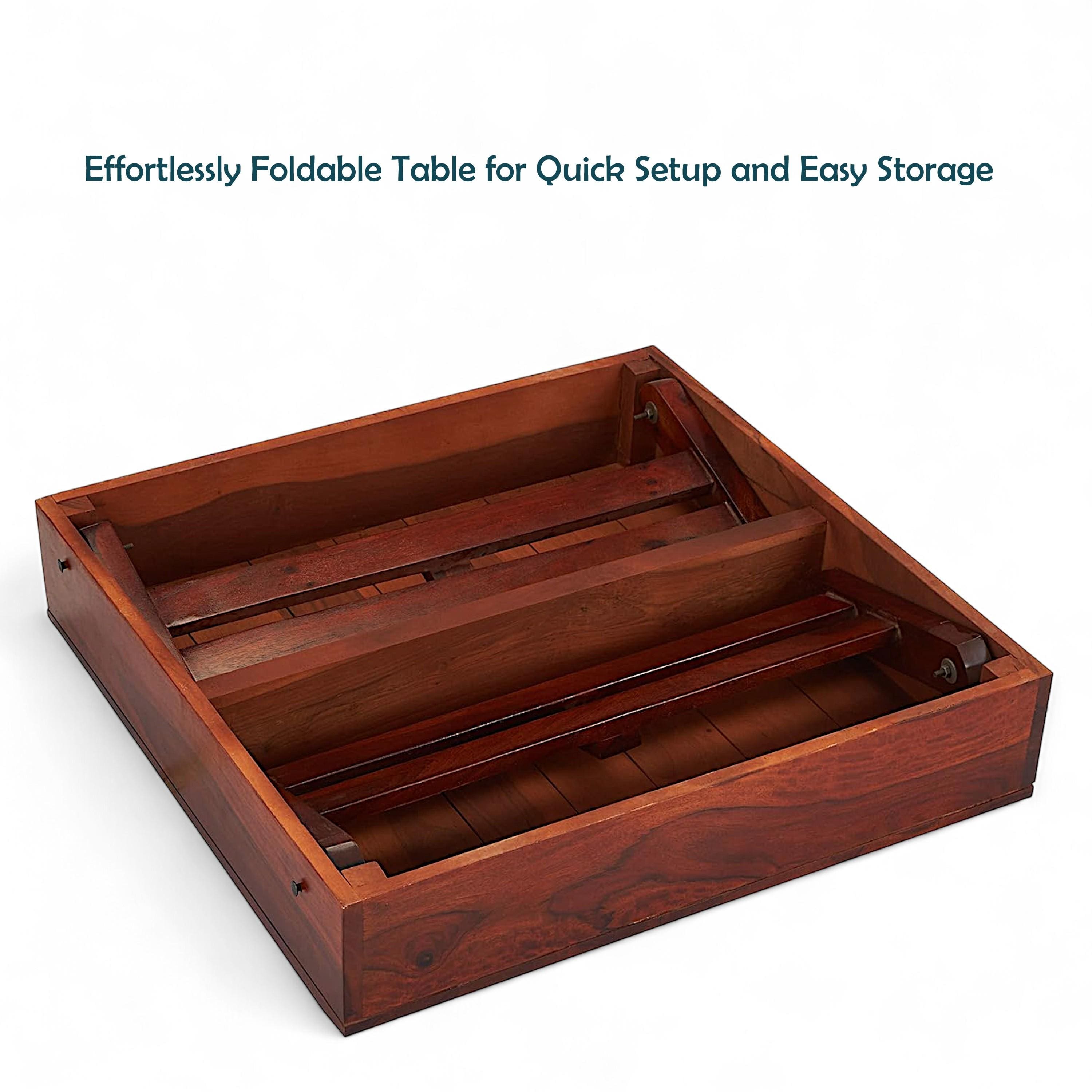 Bradford Sheesham Wood Contemporary Square Foldable Coffee Table In Honey Finish