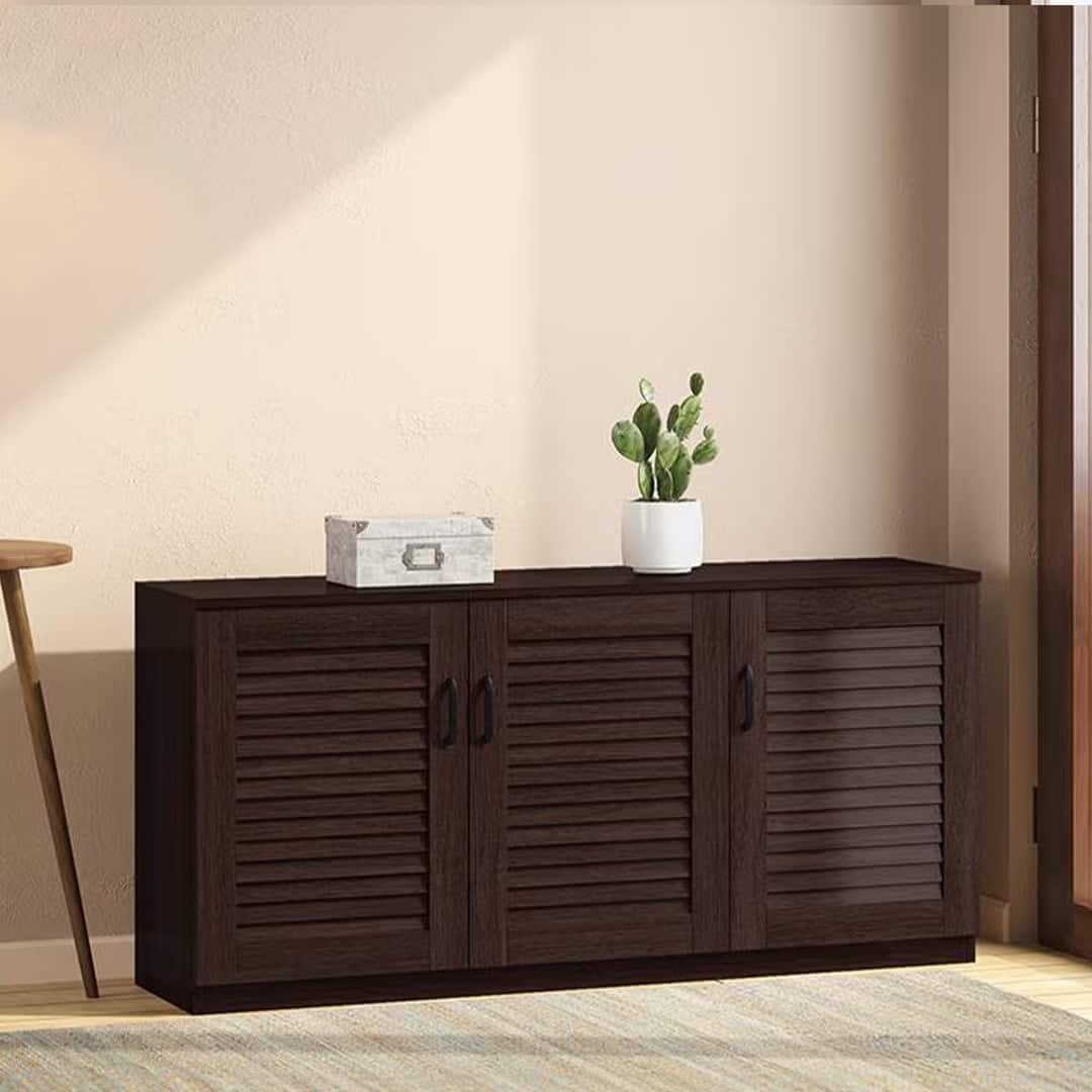 Bennis 18 Pair Shoe Rack in Dark Walnut Finish
