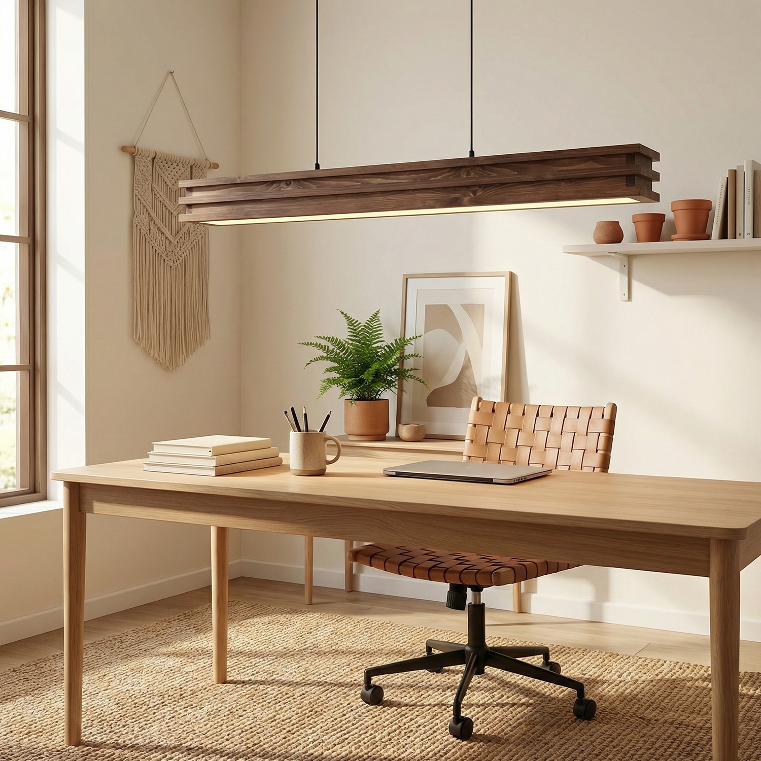Artline 48 Brown Solid Wood Single Hanging Light