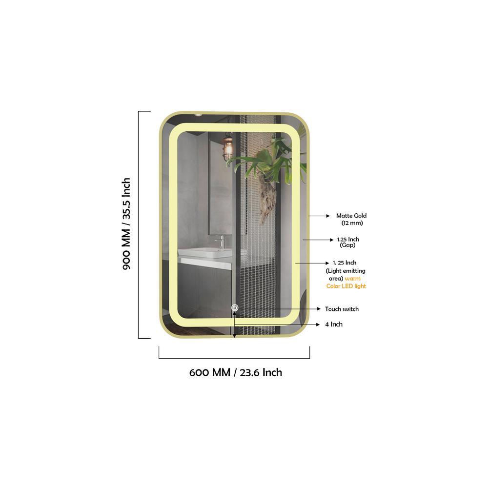 Aluminium LED Rectangular Decorative wall mirror by elegant arts and frames (Mirror size 600X900 mm)