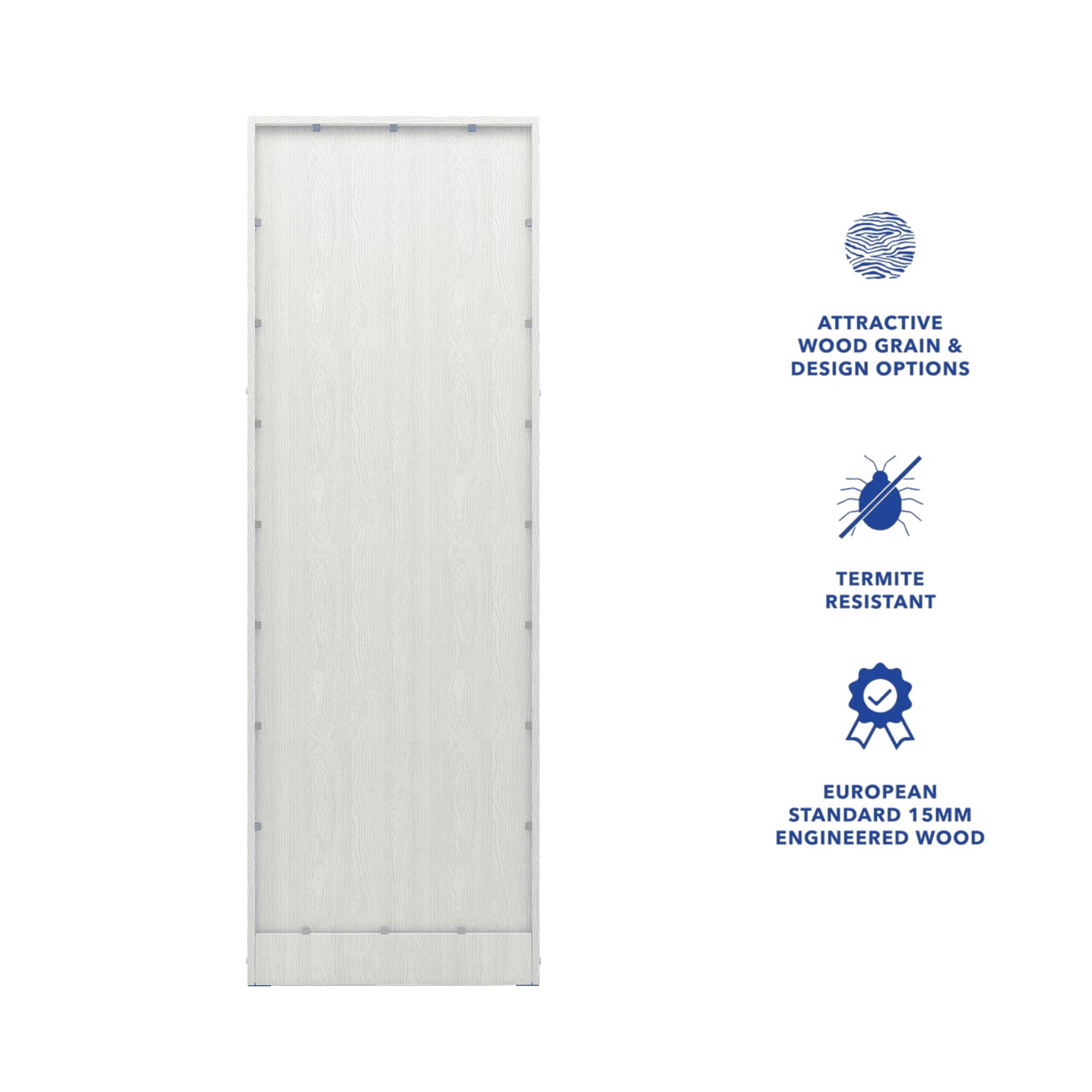 Ren 2 Door Engineered Wood Wardrobe in Silver Oak Finish