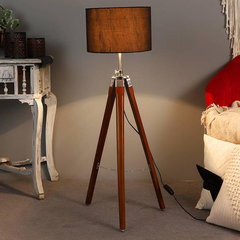Hemmings Black Cotton Shade Floor Lamp