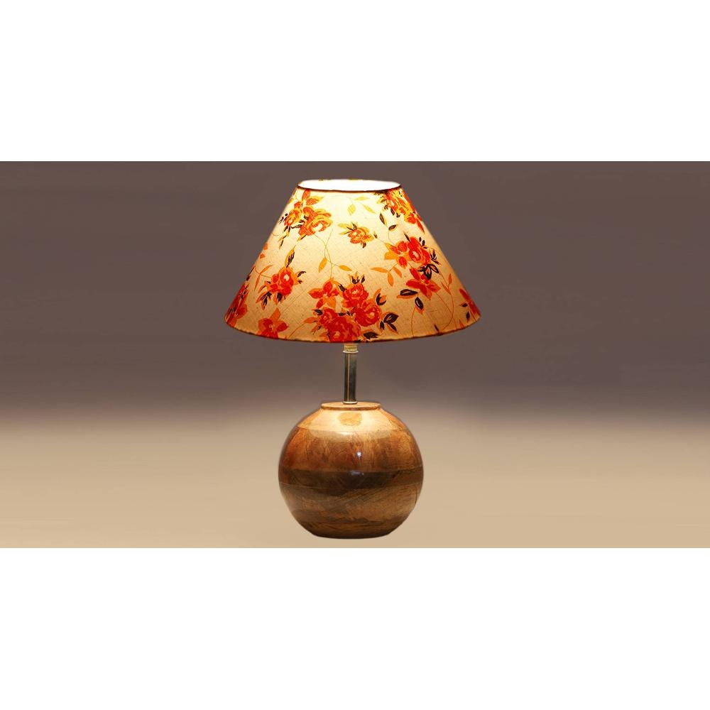 Multicolor cotton with Natural Wood Table Lamp -2