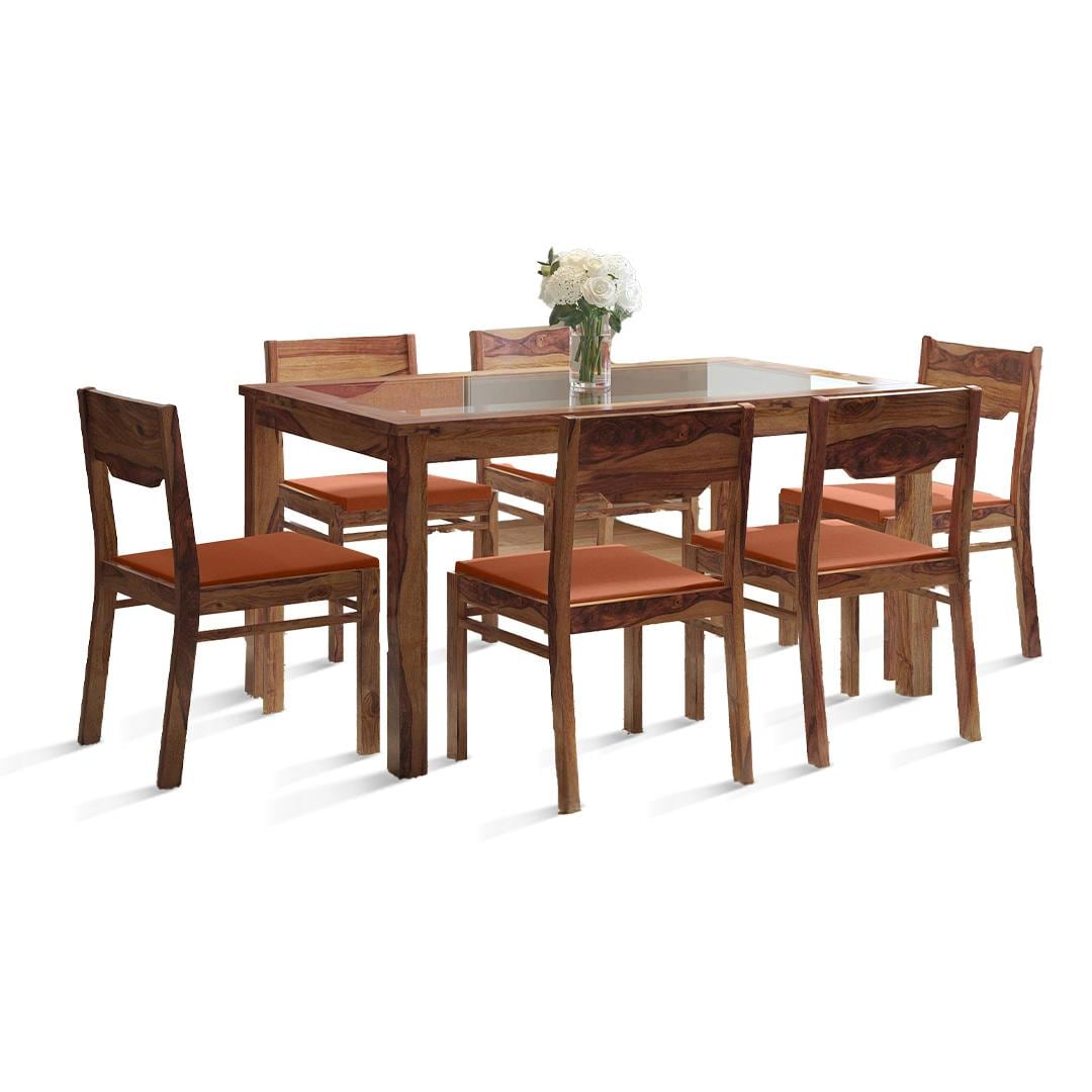 Floyd 6 Seater Dining Table Glass Top With Set Of 6 Kerry Dining Chairs