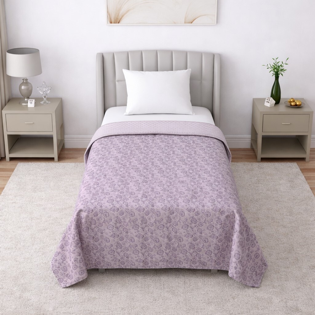 Reya Pink Floral Cotton Dohar Set Of 2 Reversible Single Bed 350 Tc Size 240 X 160 Cms