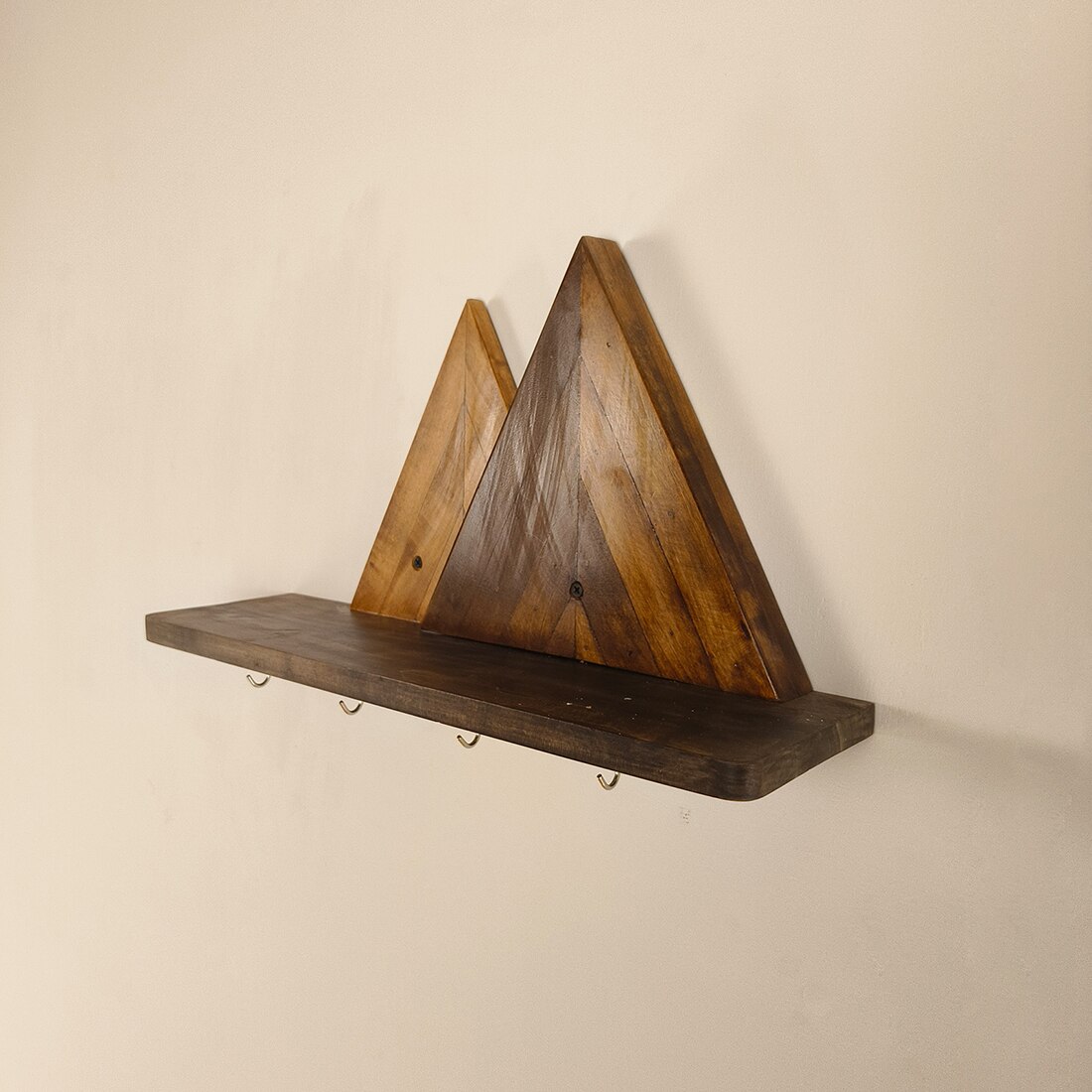 Solitaire Wooden Wall Shelf Organiser With Key Holders