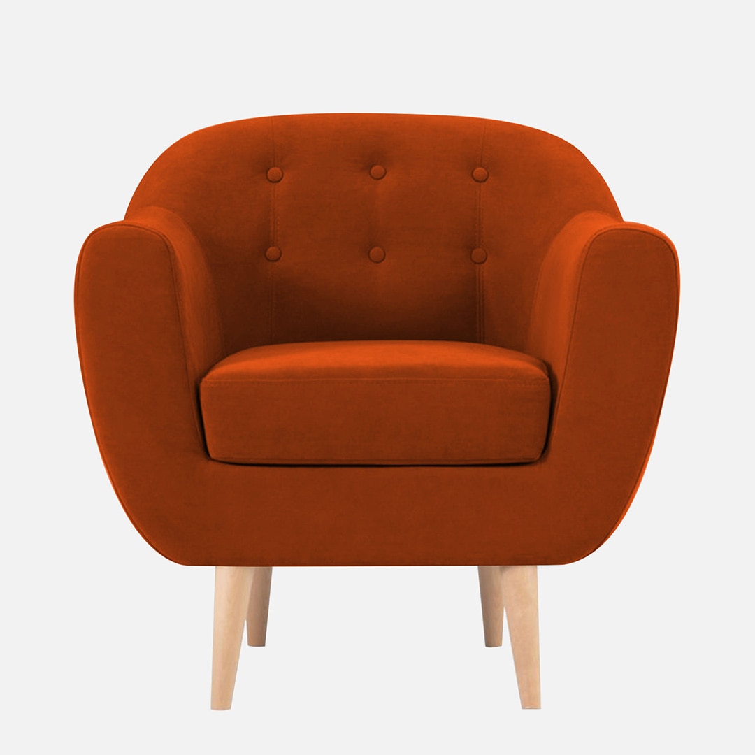 Colam Velvet 1 Seater Sofa in Orange Colour