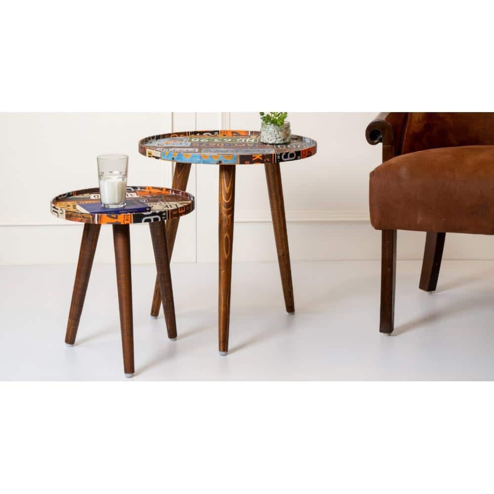 Muddy Miles Round Nesting Tables with Wooden Legs, Side Tables, Wooden Tables, Living Room Decor by A Tiny Mistake