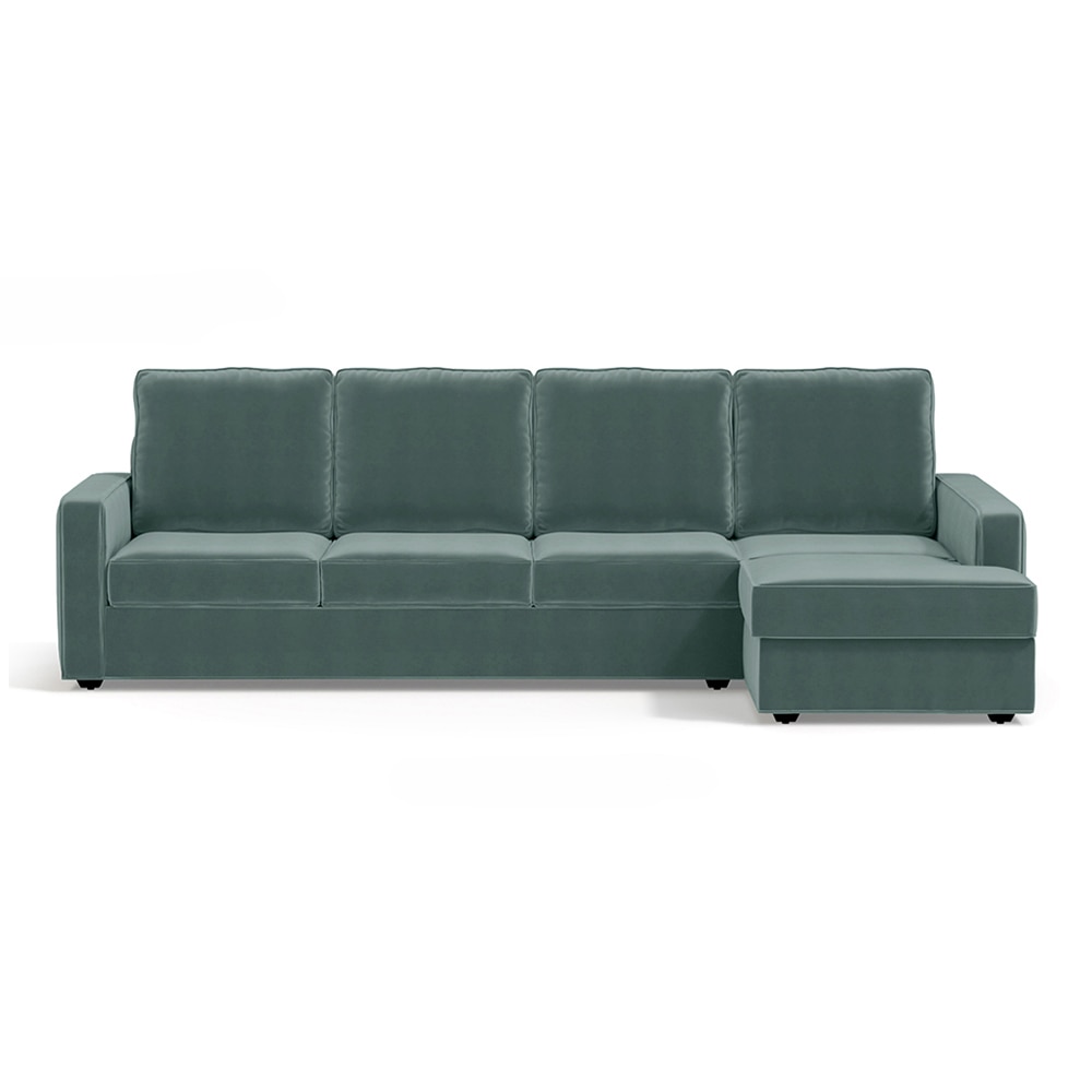 Apollo Compact Sofa (Colour : Dusty Turquoise Velvet, Cushion : Hard, Back Type : High Back, Seating Capacity : Right Aligned 3 Seater + Right Aligned Chaise)