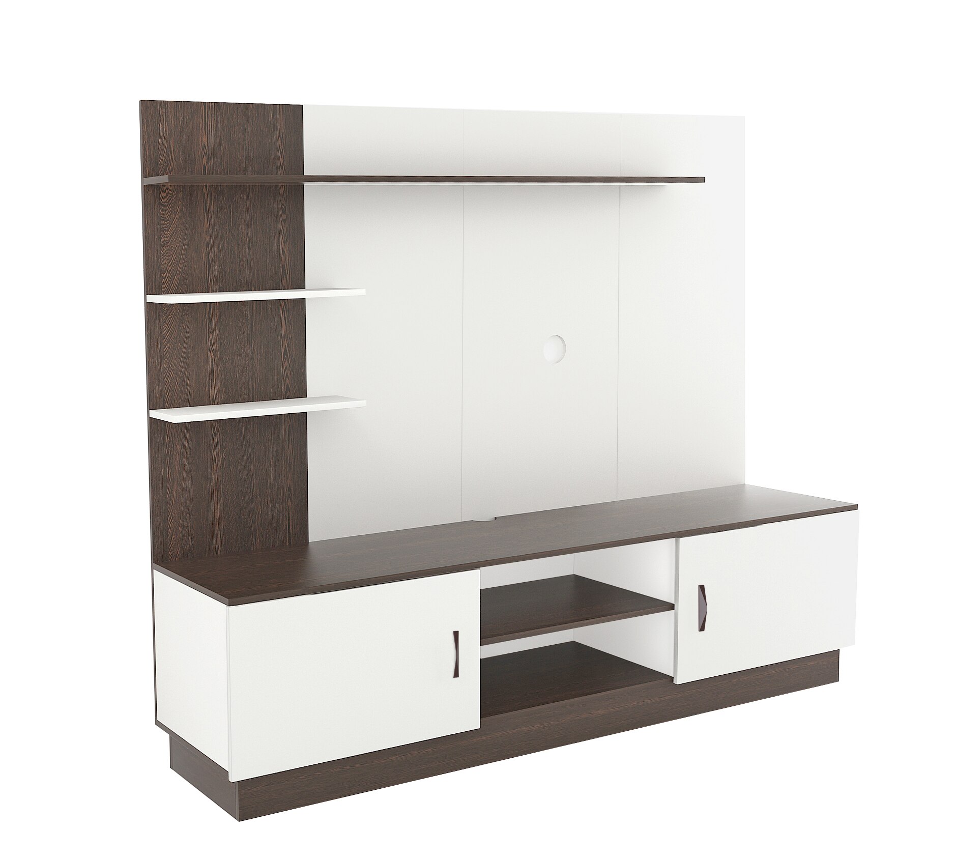 BLUEWUD Rowlet Large Engineering Wood Floor Standing TV Entertainment Unit Set Top Box Stand/TV Cabinet Panel with Shelves for Books & D�cor Display Unit Bed Living Room Upto 55 Inches (Wenge & White)