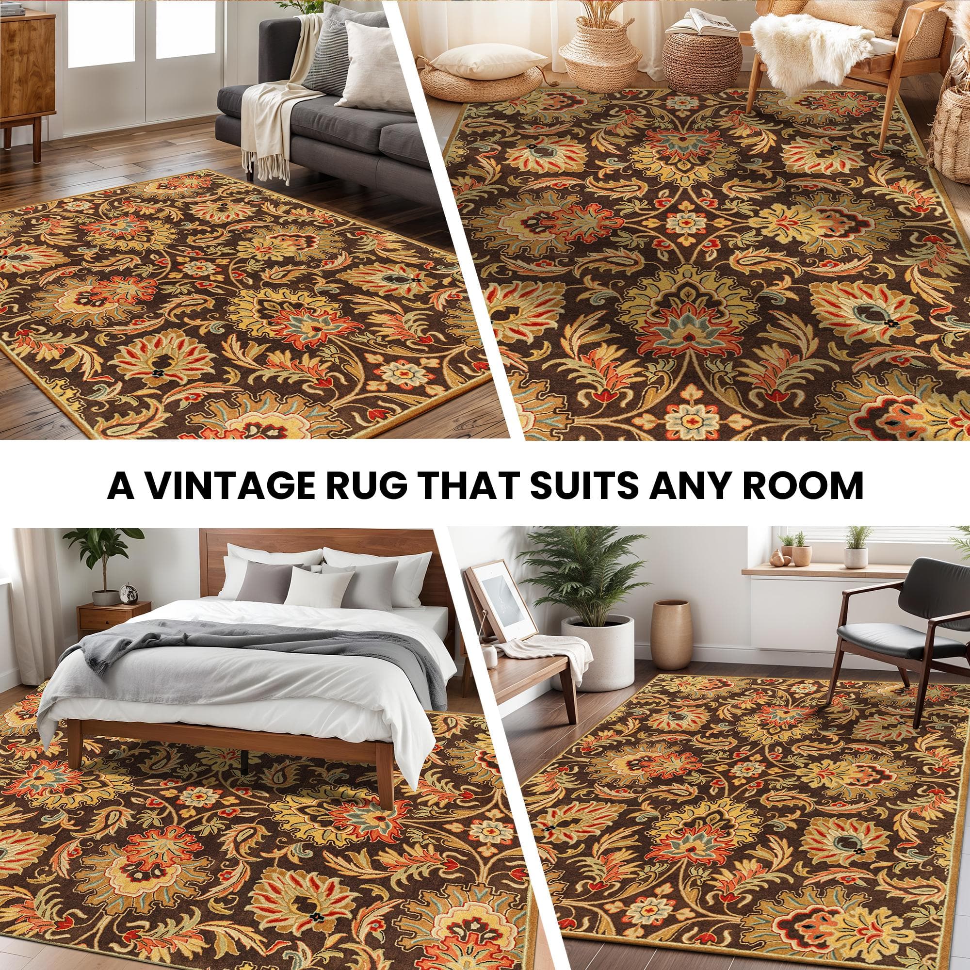 Multicolor Floral Wool Rug 8 Feet