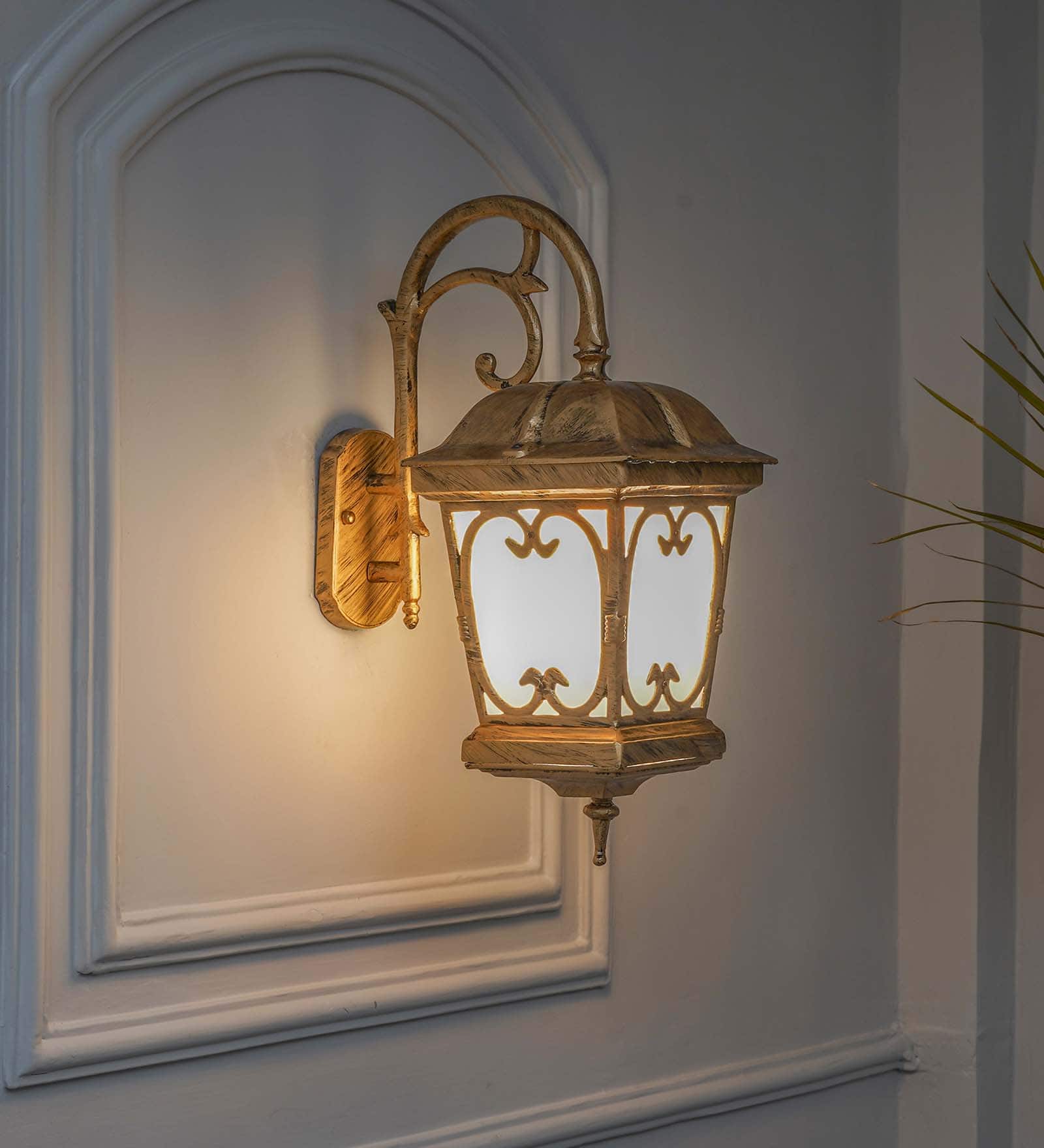 CHAPEL Antique Gold Decorative Aluminium Outdoor Wall Lamp