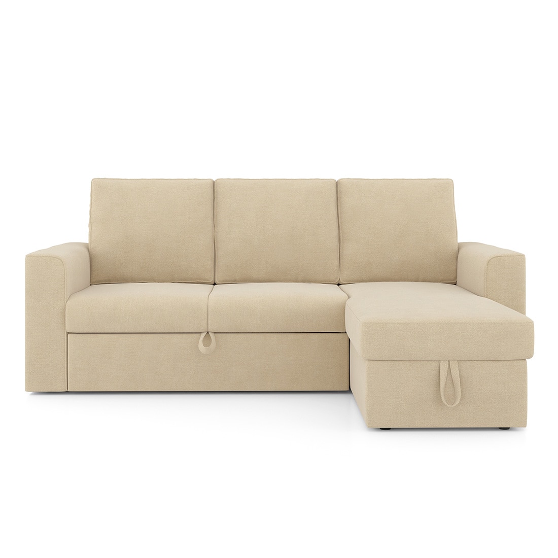 Kowloon Sectional Sofa Cum Bed with Storage in Sandshell Beige