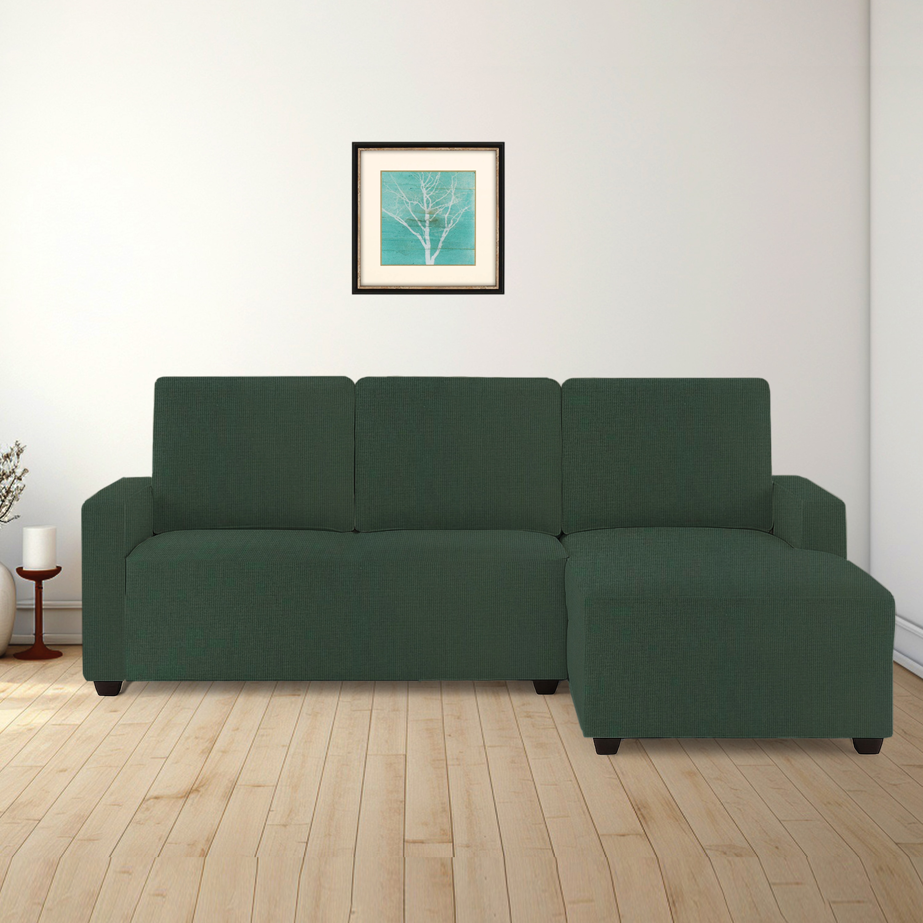 Right Aligned 2 Seater Right Aligned Chaise Olive Green Sofa Cover
