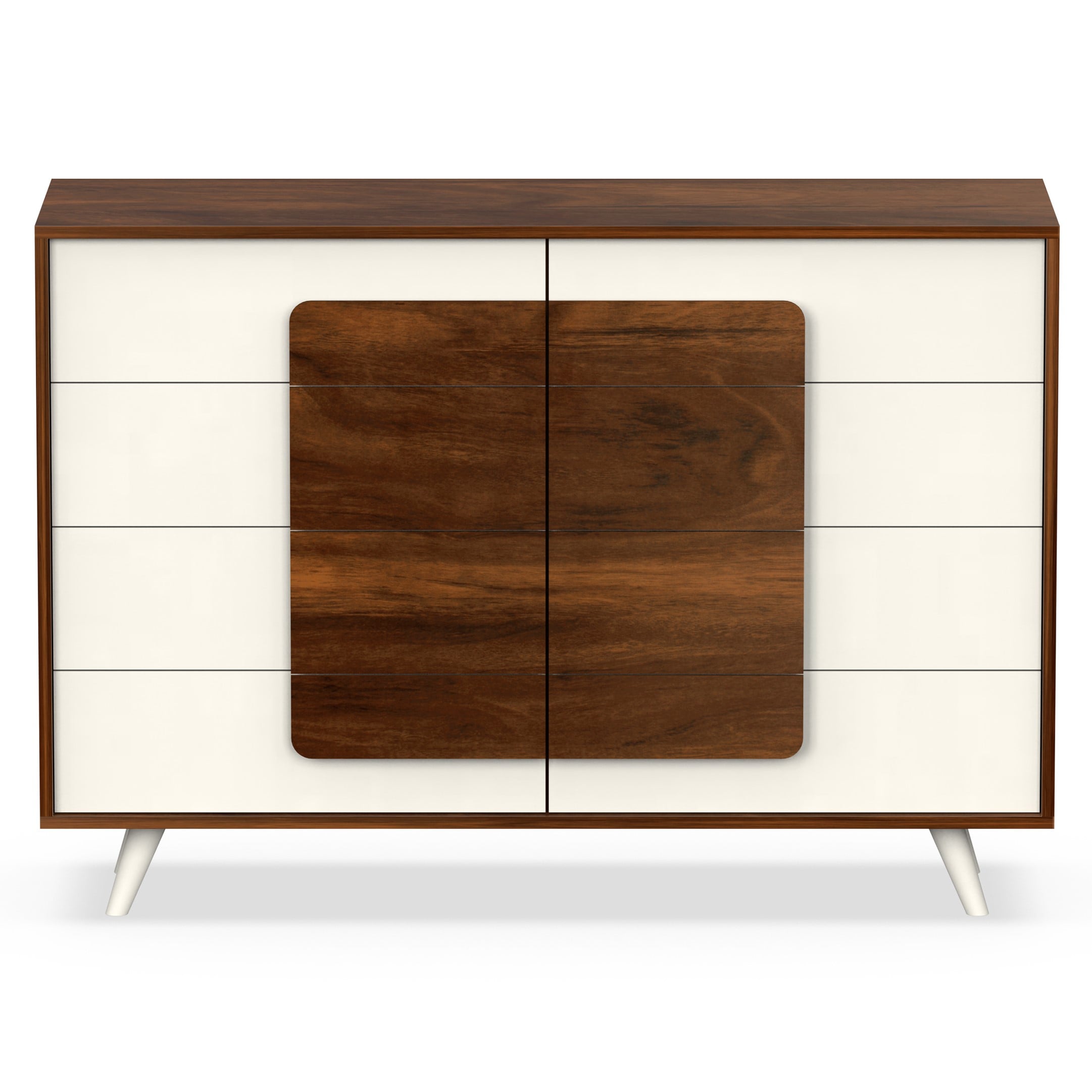 BLUEWUD Mayrone Large Engineered Wood Multipurpose Modular Chest of Drawers, Wooden Drawer Storage Organizer Cabinet for Living Room Bedroom Home Furniture (Brown Maple & White)