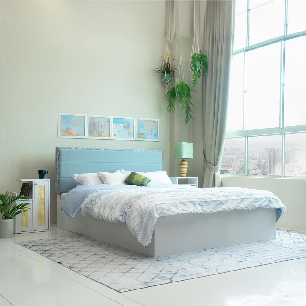 Samadhi Engineered Wood Queen Size Bed In White Finish