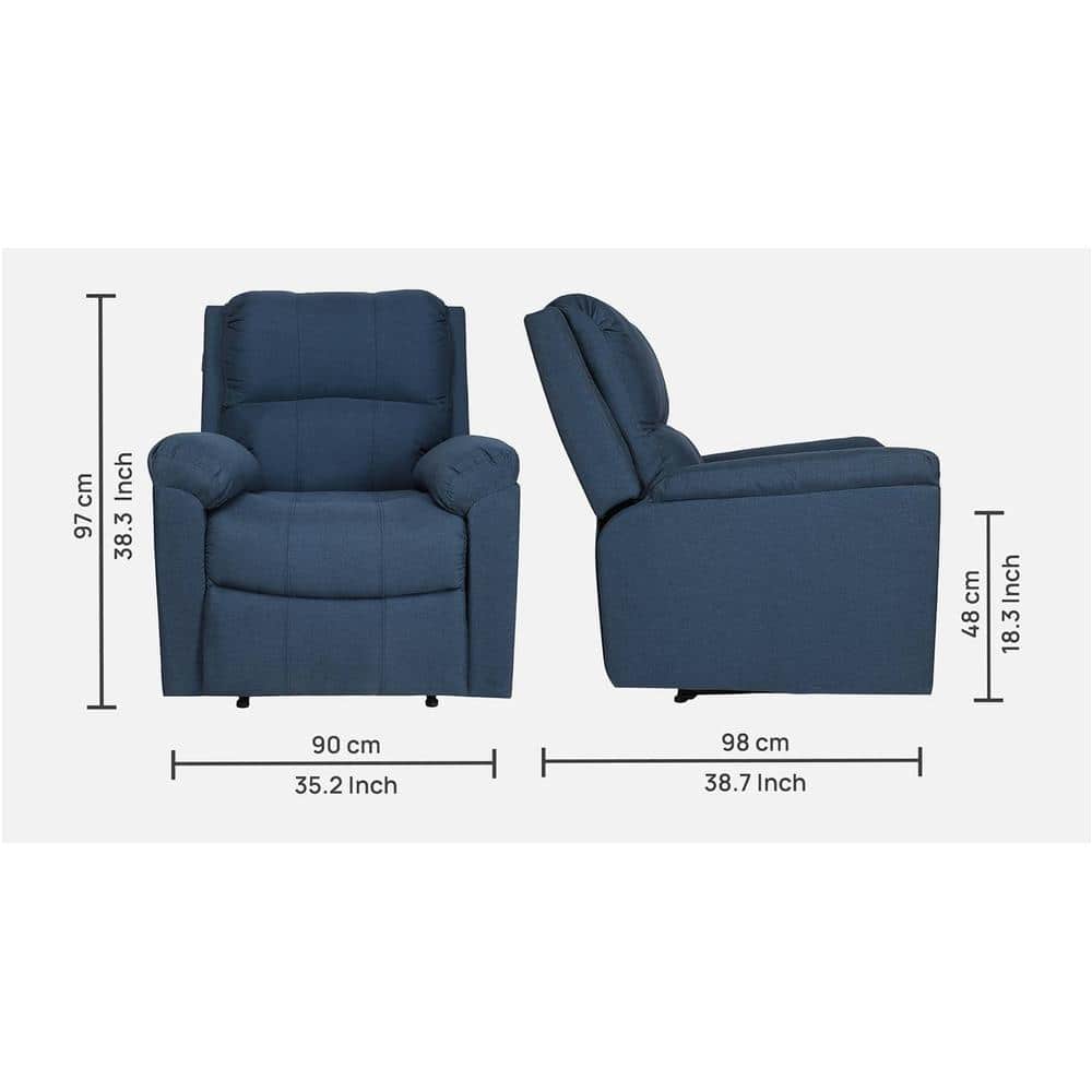 Spino Leatherette One Seater Manual Recliner in Blue Colour