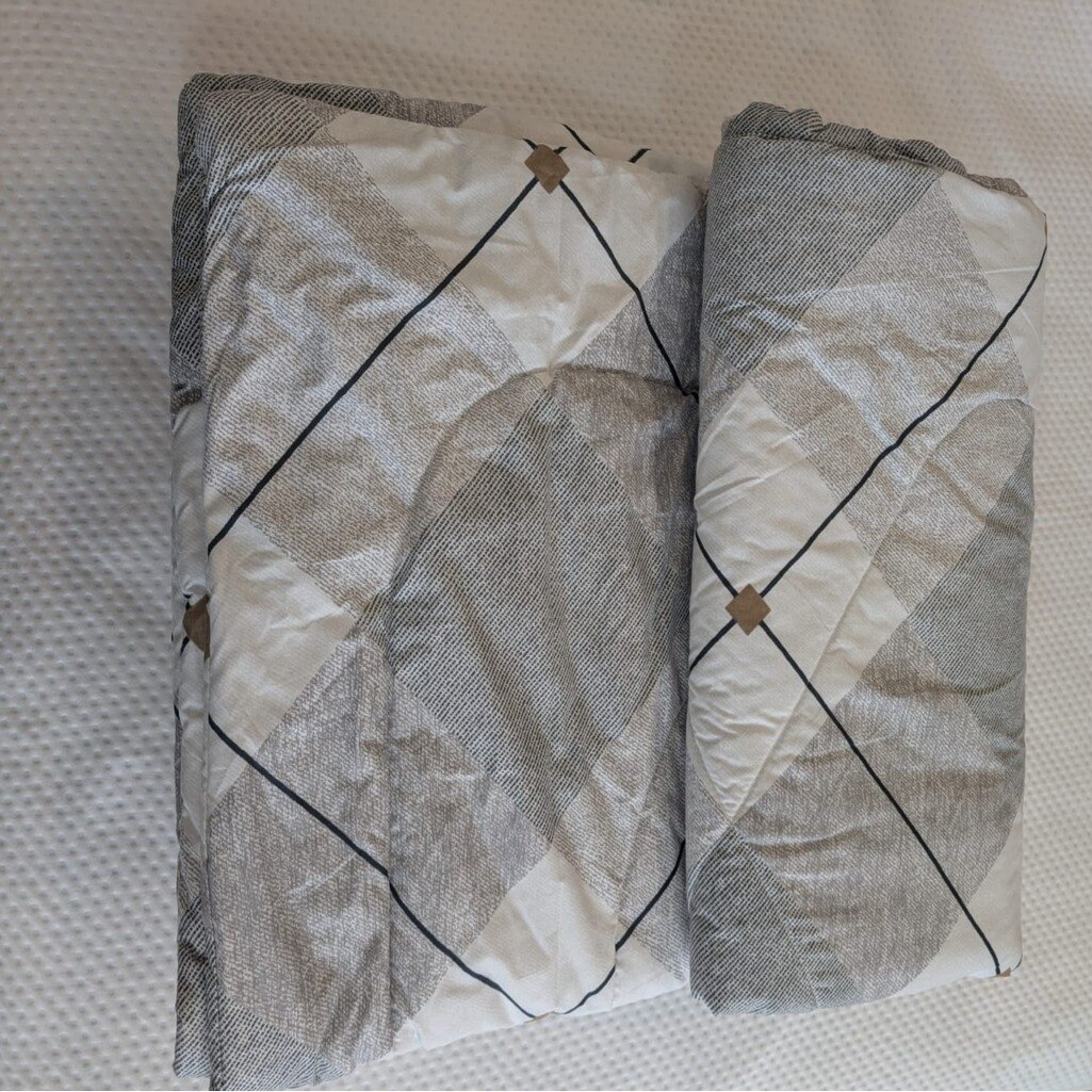 White& Grey Geometric 300 Cms Cotton Double Bed Size Comforter From Threads