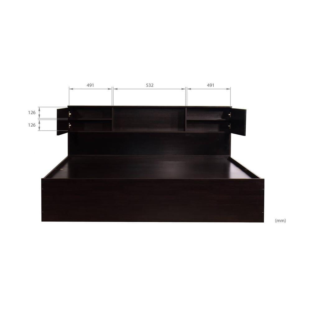 Horae Solid Wood Queen Size Drawer Storage Bed In Melamine Finish