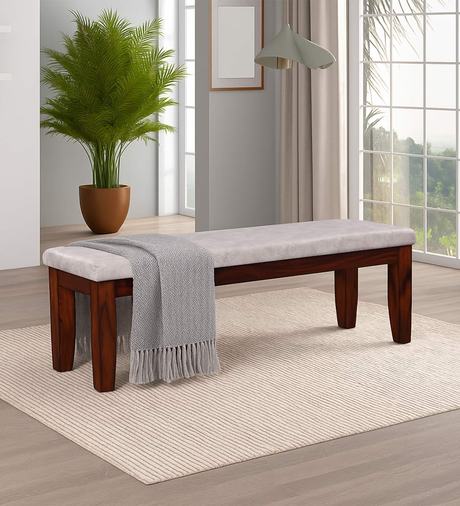 Dilux Solid Wood Dining Bench in Brown