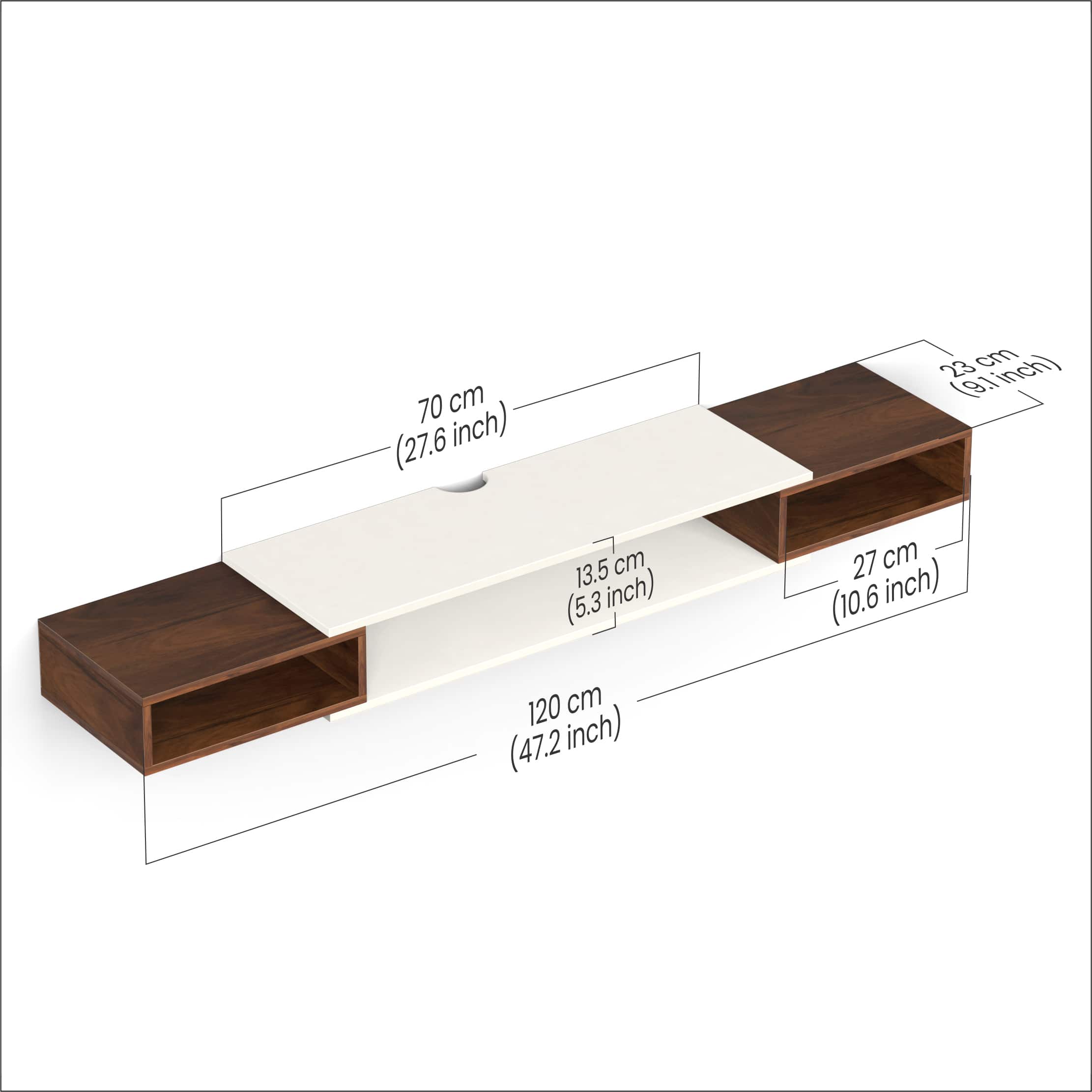 BLUEWUD Toska Engineering Wood Wall Mount TV Entertainment Unit Set Top Box Stand/TV Cabinet Panels with Shelves for Books & D�cor Display Unit, Ideal for 42� (Toska Large, Brown Maple & Beige)