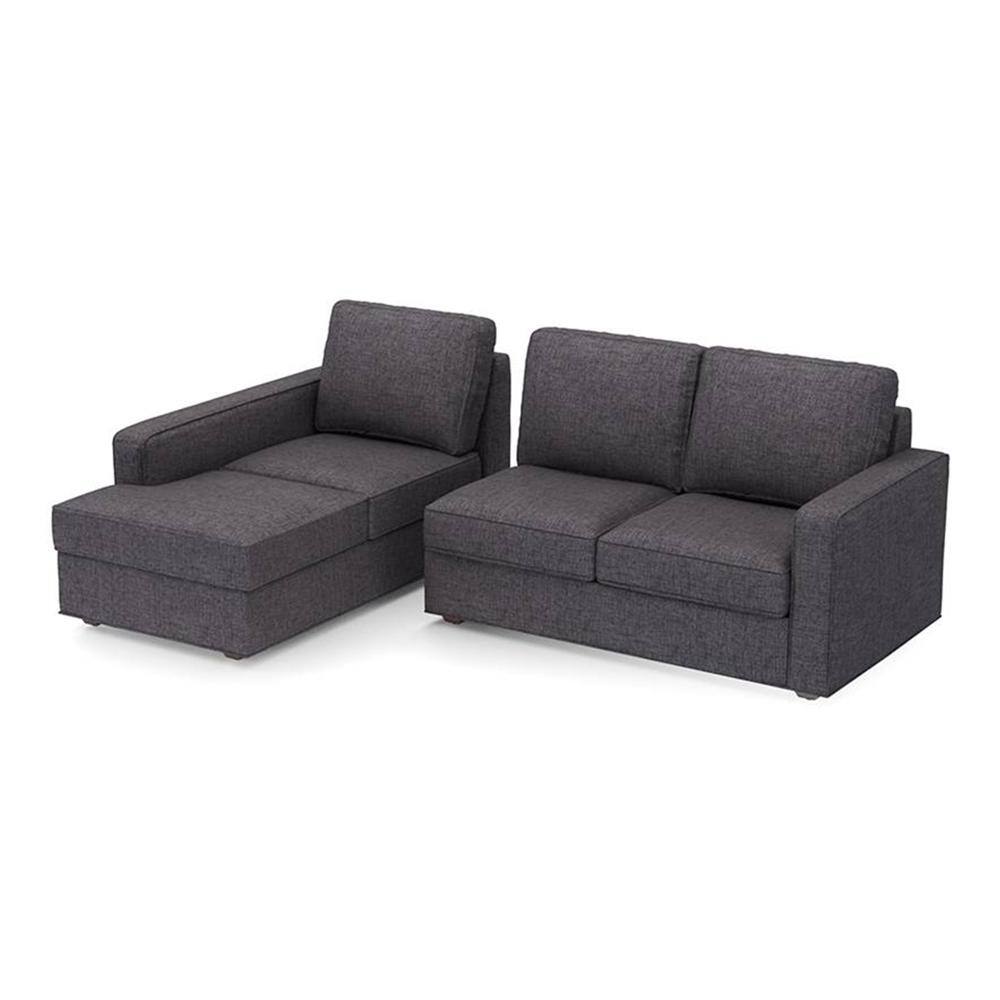 Apollo Sofa (Colour : Steel, Cushion : Hard, Back Type : Regular, Seating Capacity : Left Aligned 2 Seater + Left Aligned Chaise + Ottoman)
