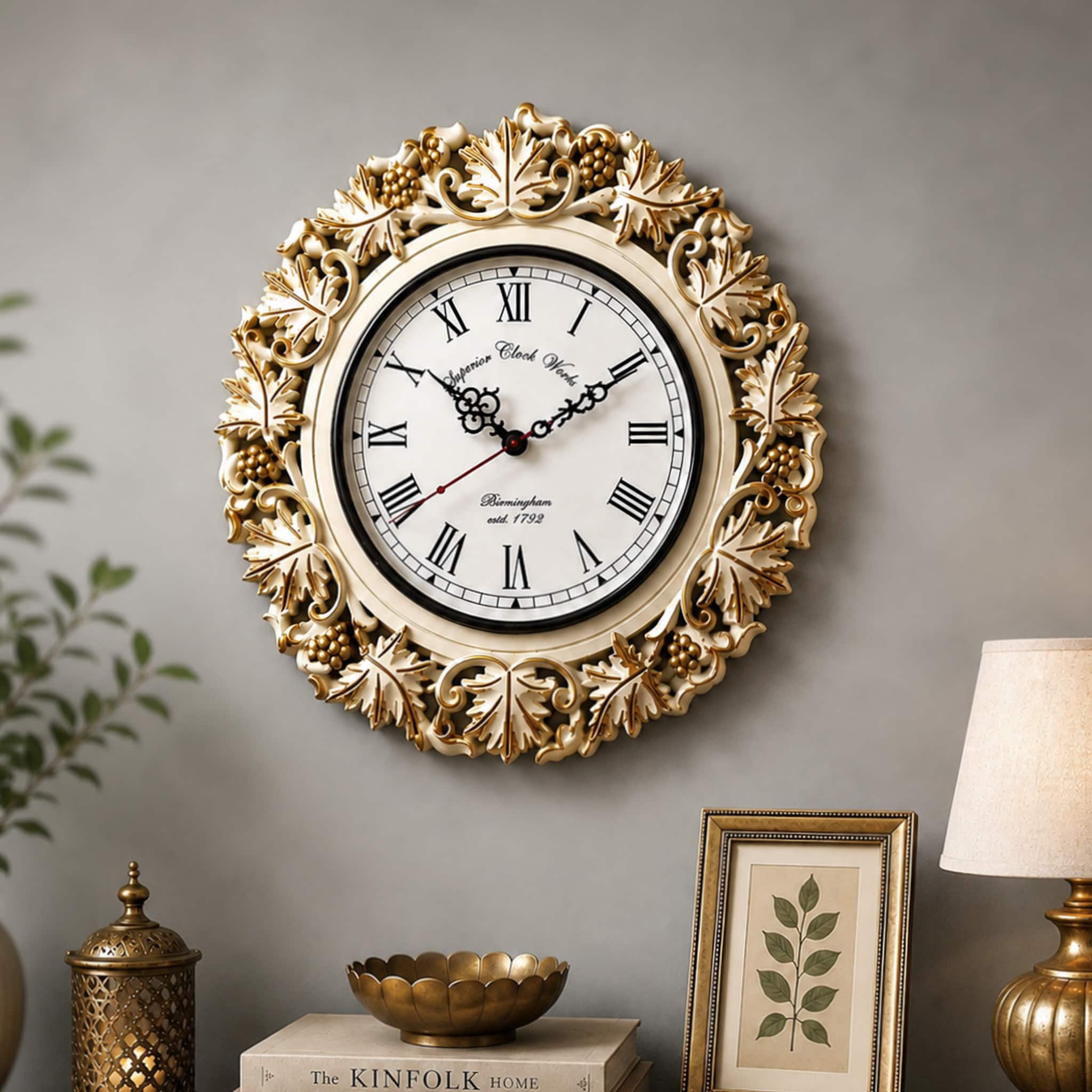 Gold Solid Wood Kalpalata Roman Wall Clock By DisooFashions - Disoo Fashions