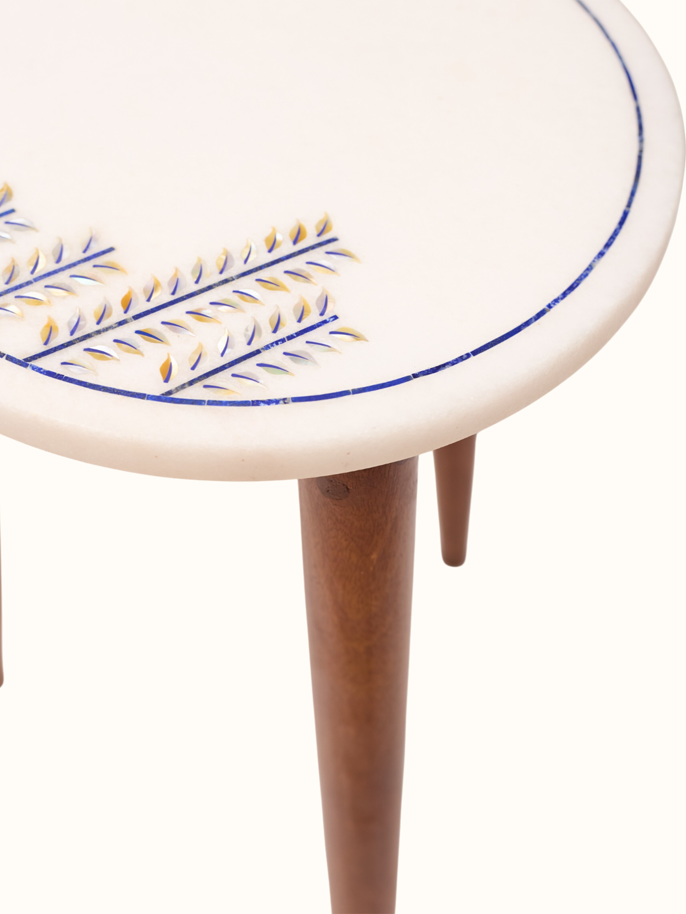 Detail shot of Pacchikari Mango Wood End & Side Table