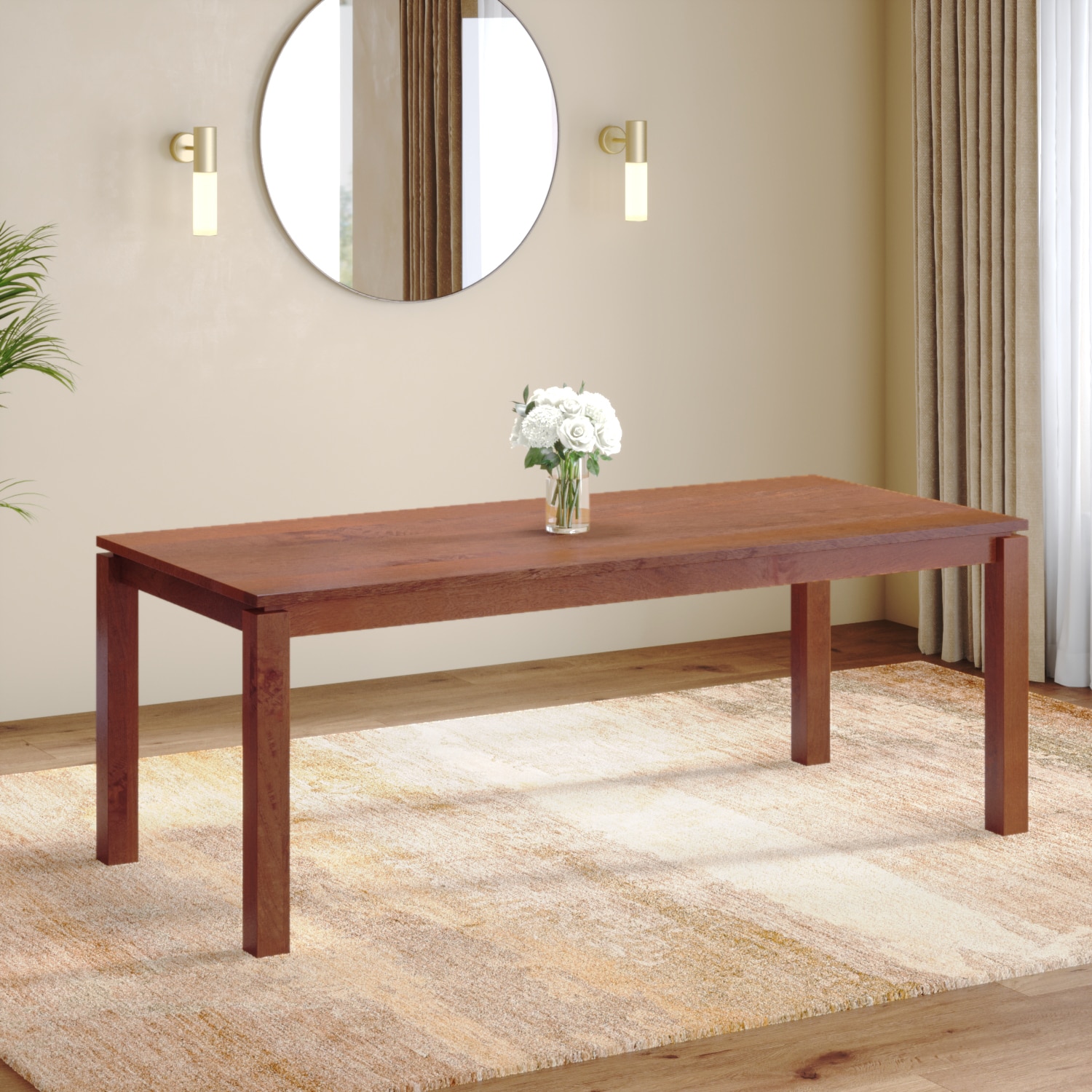 Atlas Solid Wood 8 Seater Dining Table In Honey Finish - Urban Ladder