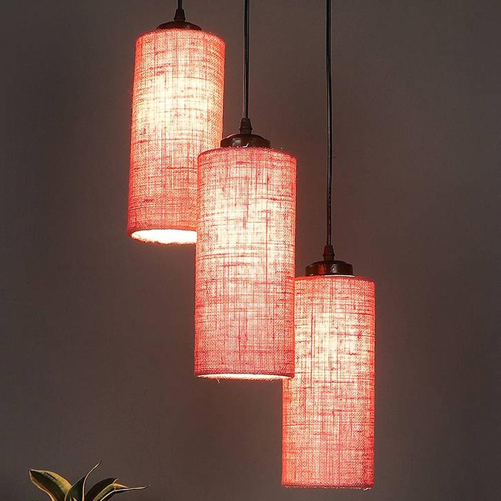 Ibrahim Pink Natural Fiber Cluster Hanging Light