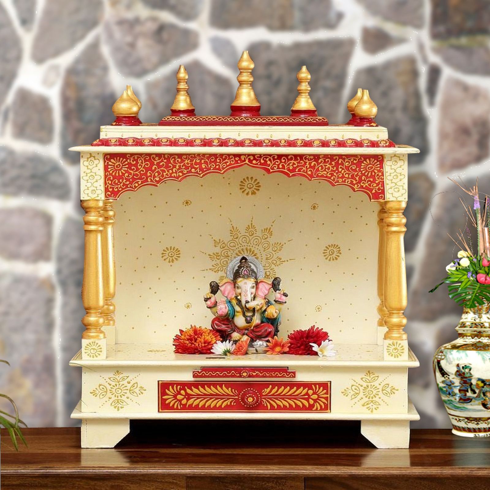 D'Dass Sheesham and Mdf Wooden Home Temple For Pooja Mandir For Home