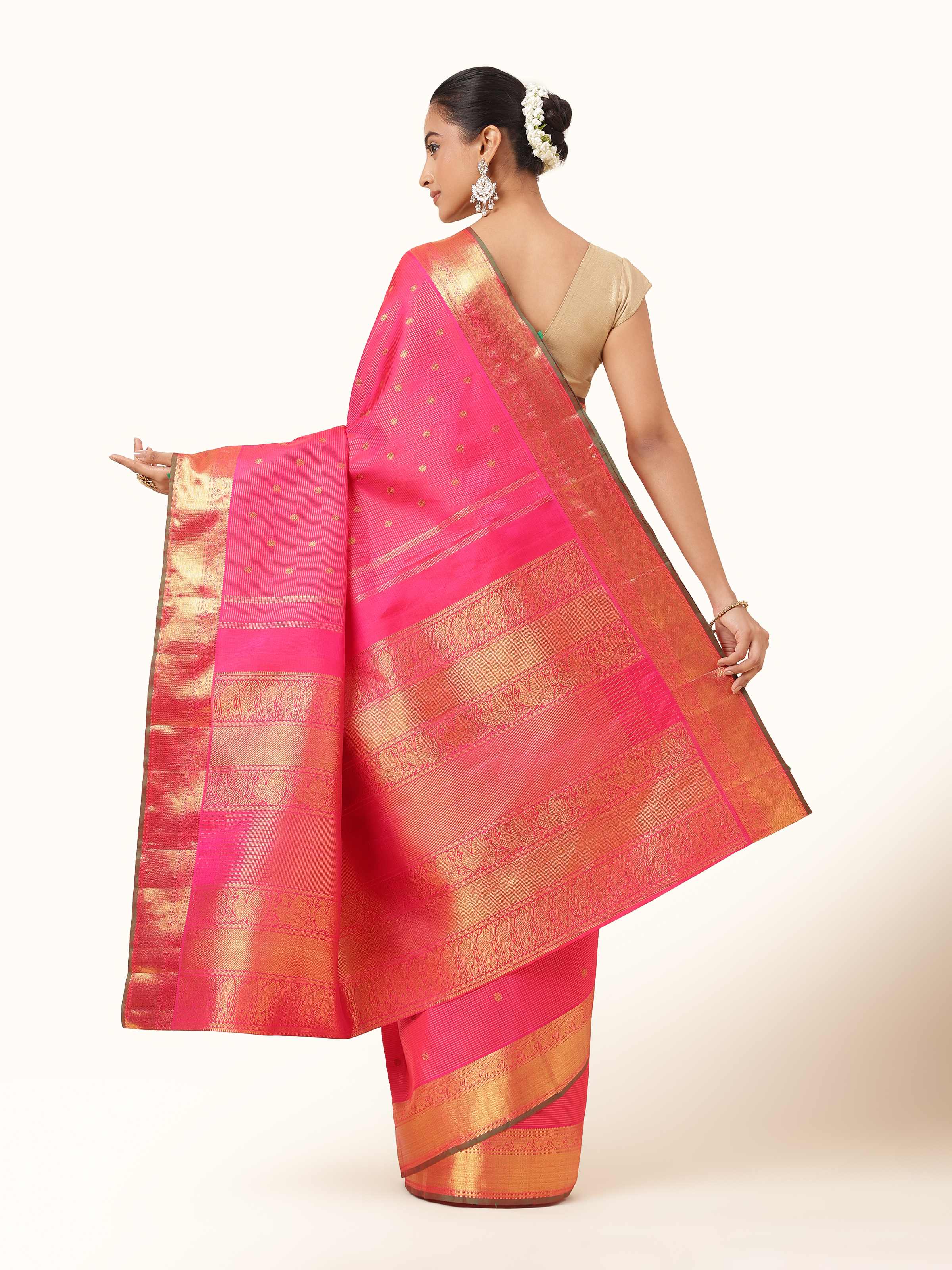 Dark Pink Silk Kancheepuram Saree