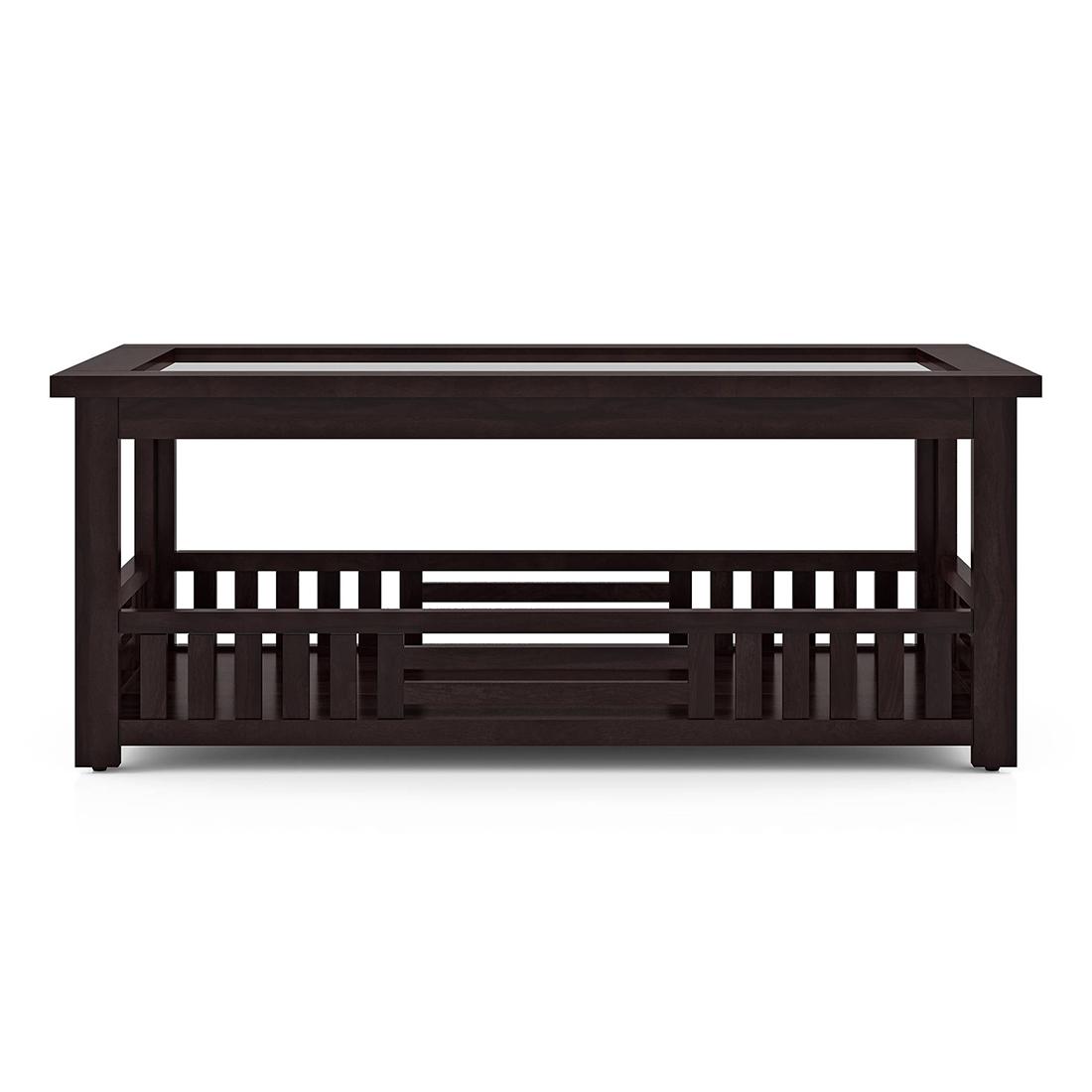 Renesme Rectangular Solid Wood Coffee Table In Mahogany Finish