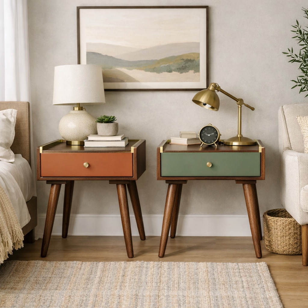 Punko Solid Wood Bed Side Table In Light Brown Finish