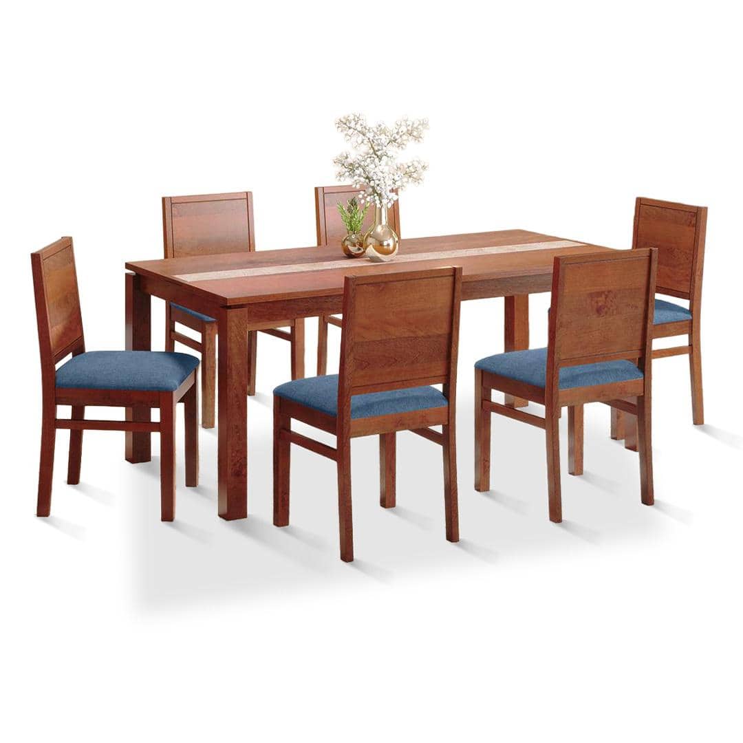 Atlas Crest Storage Solid Wood 6 Seater Dining Table With Atlas Dining Chairs Set