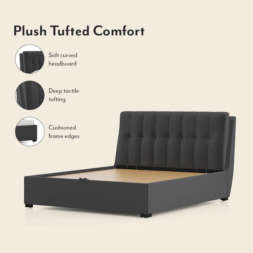 Bornholm Upholstered Storage Bed In Hydraulic in King Size with Urban Grey Colour