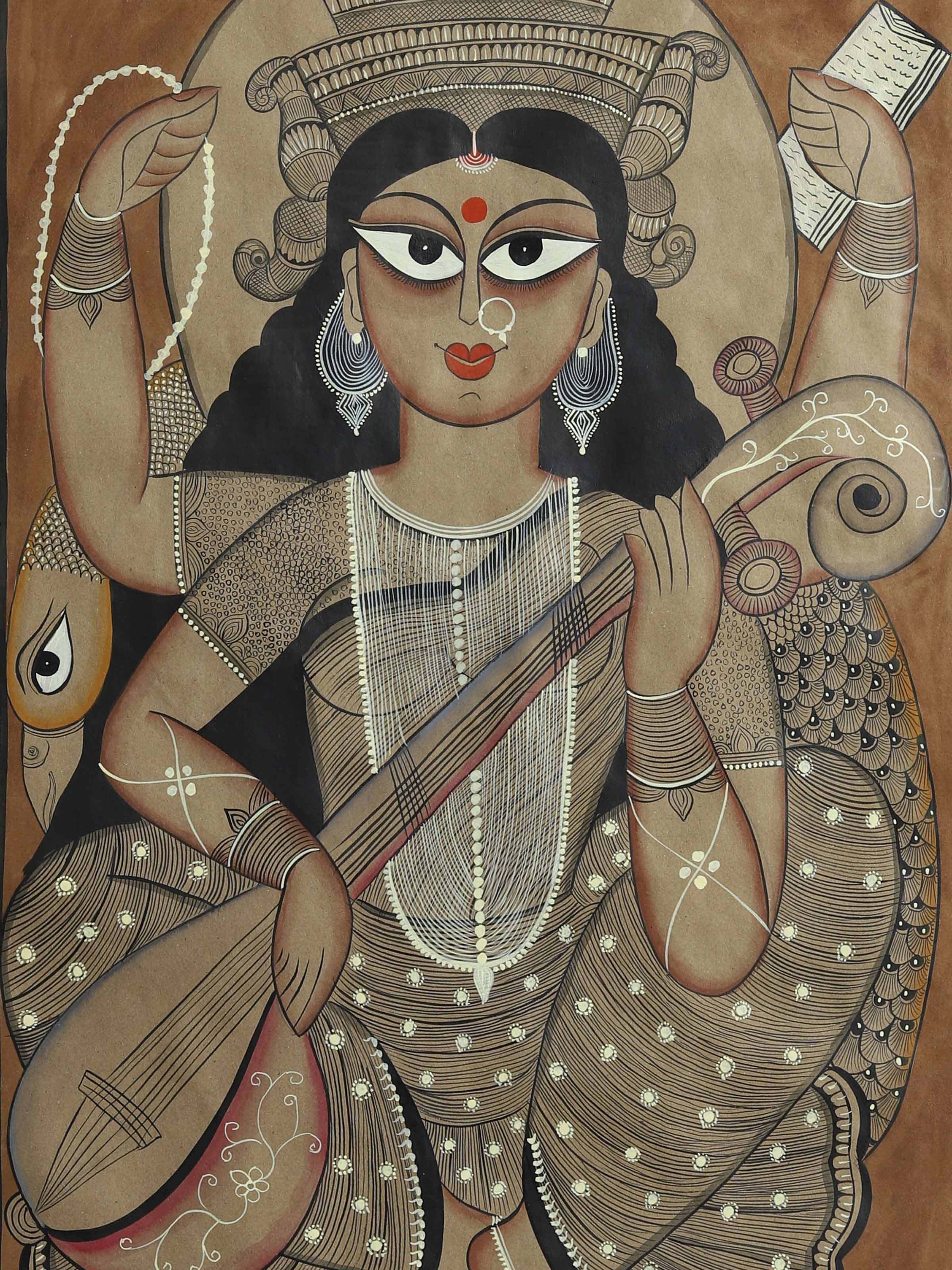 Devi Swaraswati Kalighat Painting