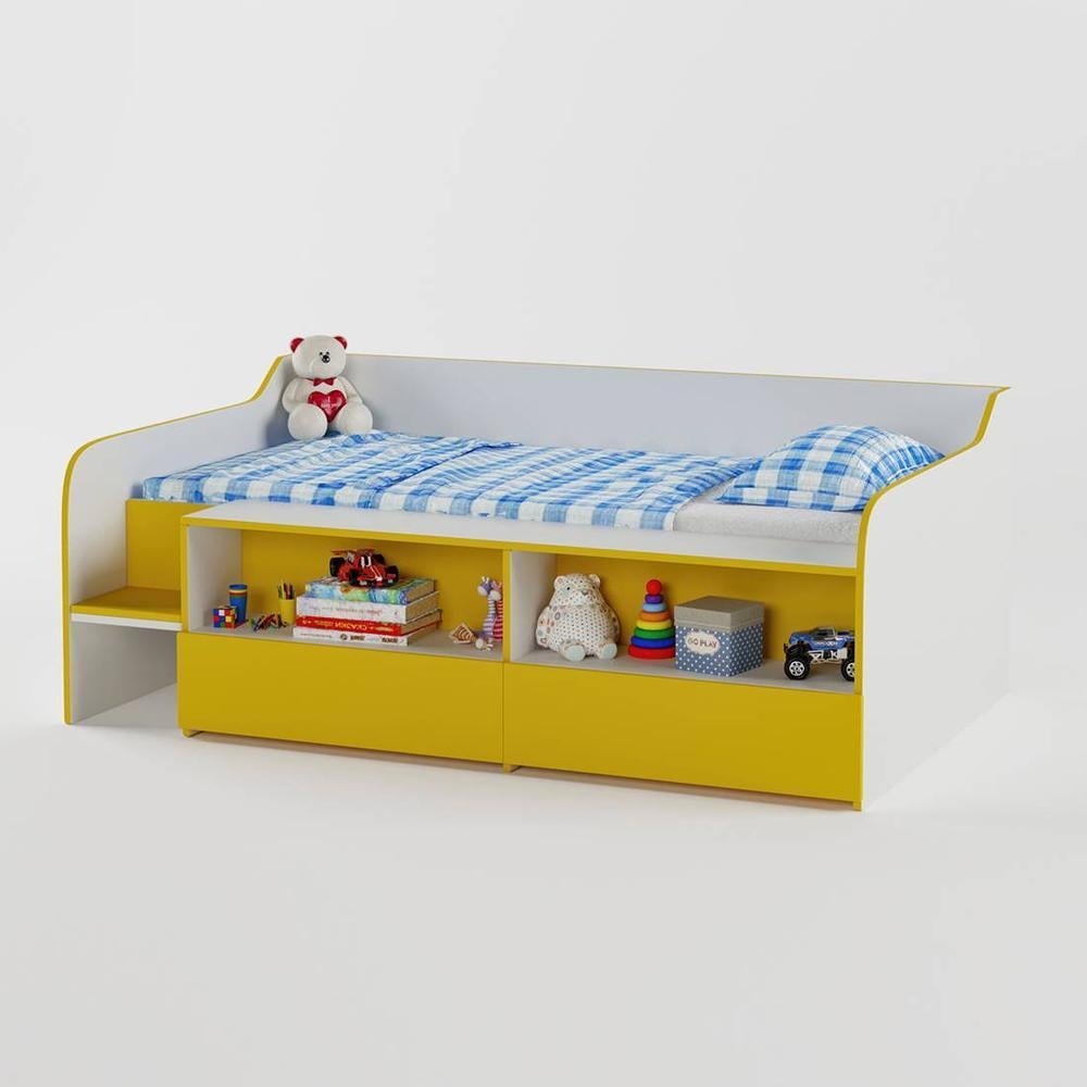 Bumblebee Engineered Wood Box Storage Bed in Yellow Colour