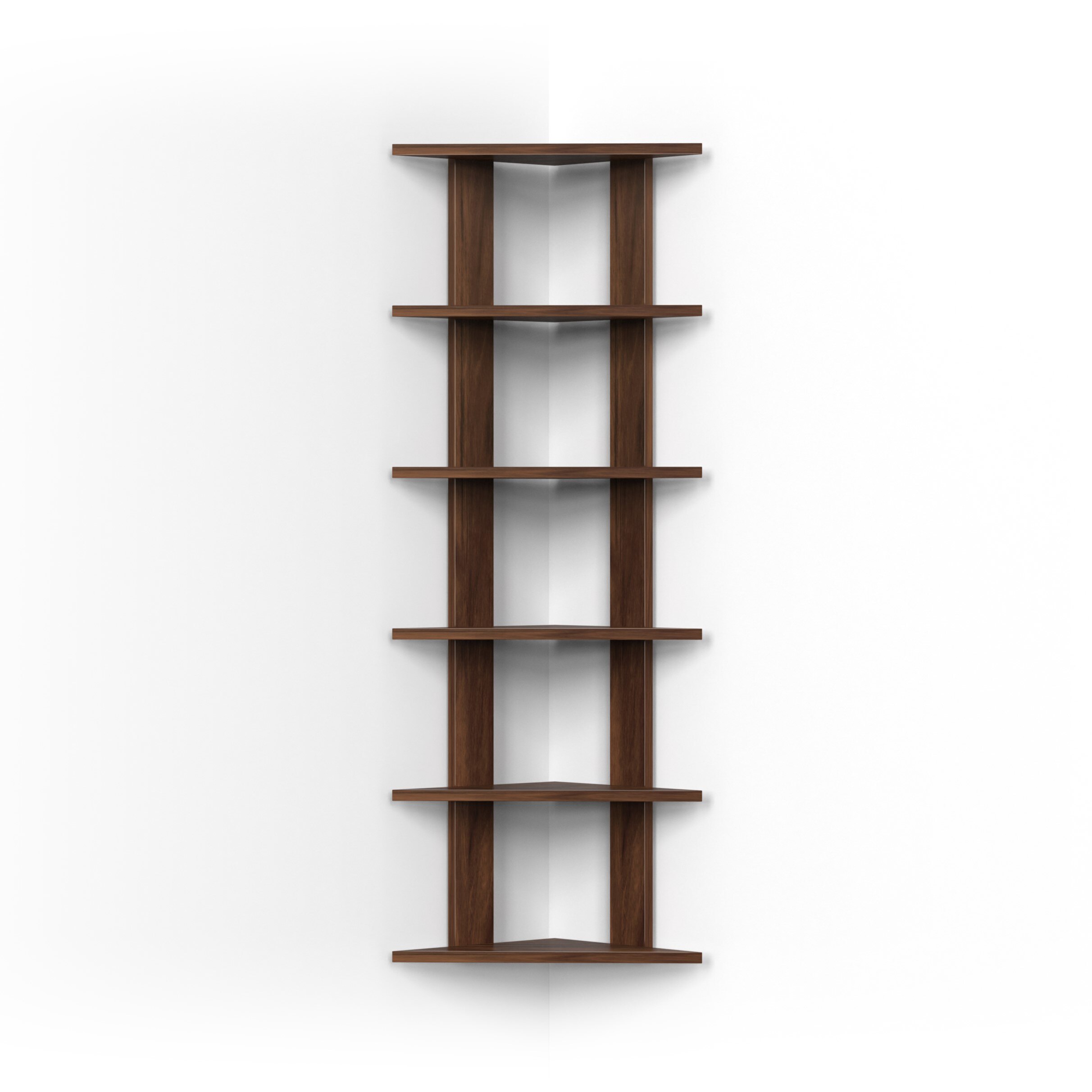 BLUEWUD Braine Engineered Wood Multipurpose Wall Decor Floating & Free Standing Shelf Display Rack Decorative Hall D�cor for Living Room Home Furniture (6 Triangle Shelves) (Brown Maple)