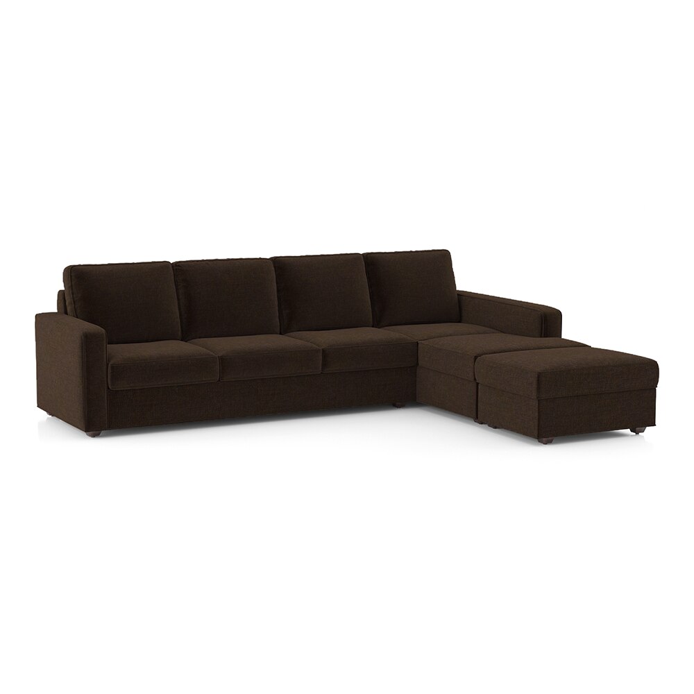 Apollo Sofa (Colour : Dark Earth, Cushion : Hard, Back Type : Regular, Seating Capacity : Right Aligned 3 Seater + Right Aligned Chaise + Ottoman)