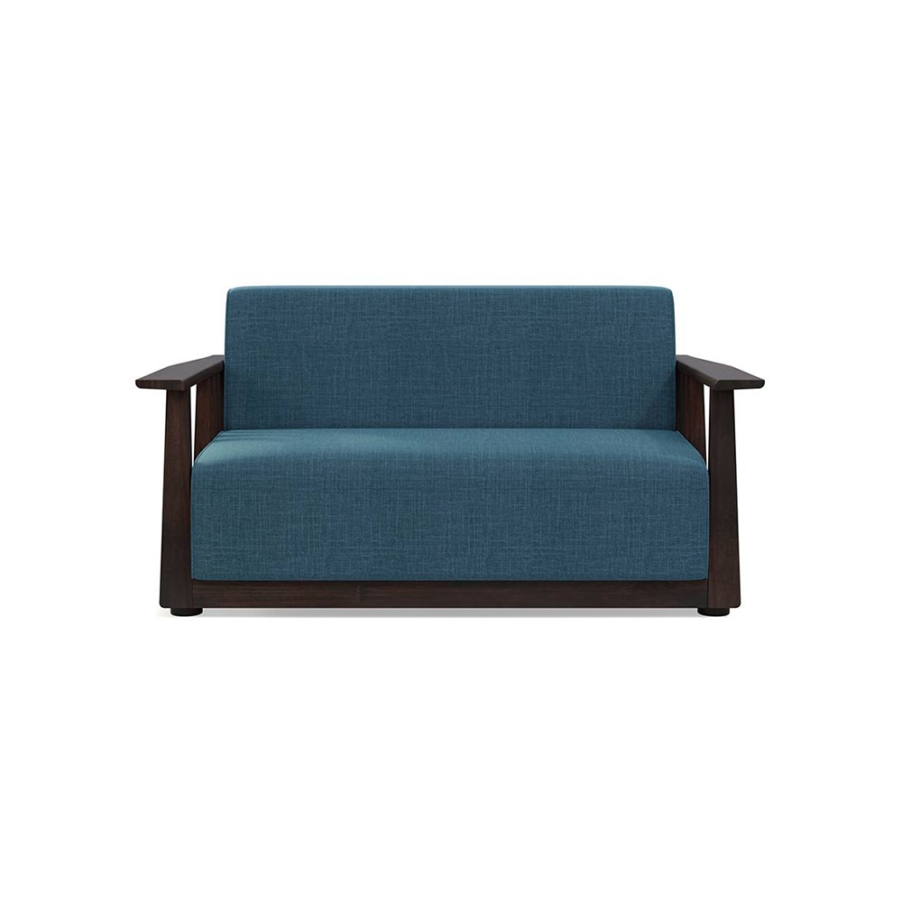 Serra Wooden Sofa - Mahogany Finish (Colonial Blue)