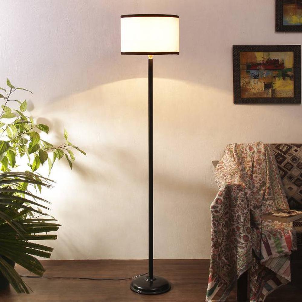 Wendy Multicolour Fabric Floor Lamp with Black Iron Base - Devansh