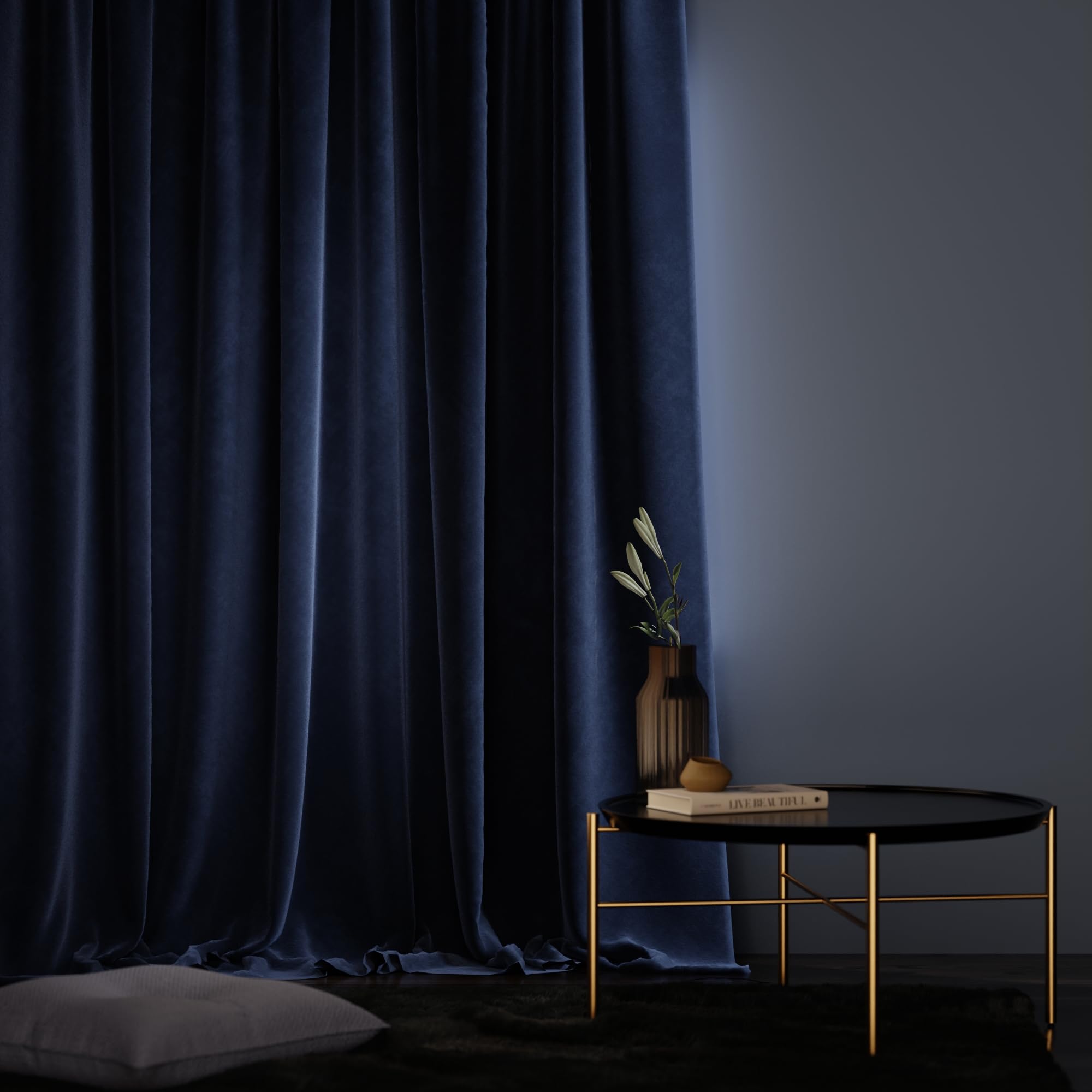 Stoa Paris Velvet Curtains for Window, Premium Dim-Out Curtain for Pack of 1, Date Night - Blue Enigma - Stoa Paris
