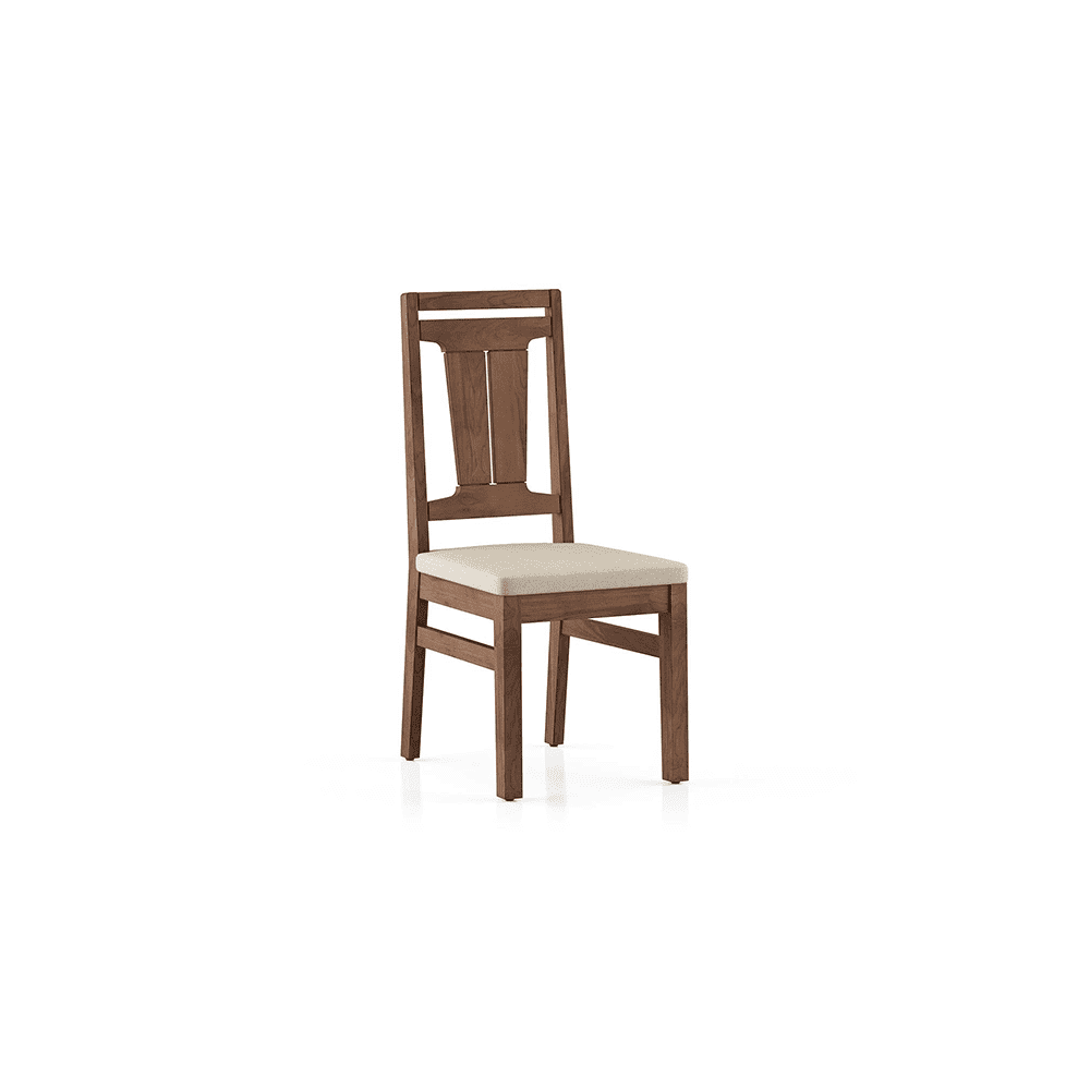 Tessa Solid Wood Dining Chair In Sienna Teak Finish With Wheat Brown Colour Fabric