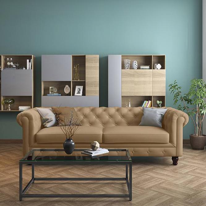 Winchester 3 Seater Leather Sofa in Camel Colour