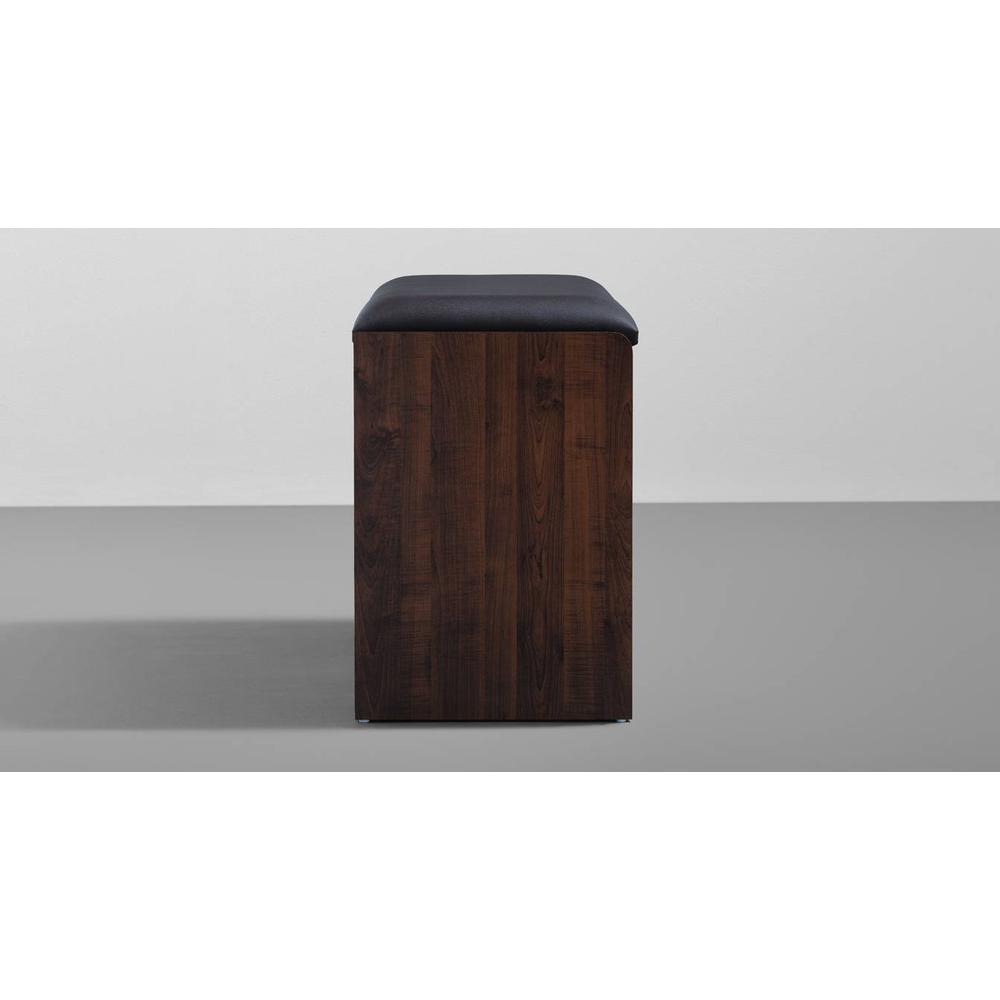 Footsie - Engineered Wood Horizontal Shoe Rack with Cushion Seat, (2 Door, 15 Pair, Dark Walnut)