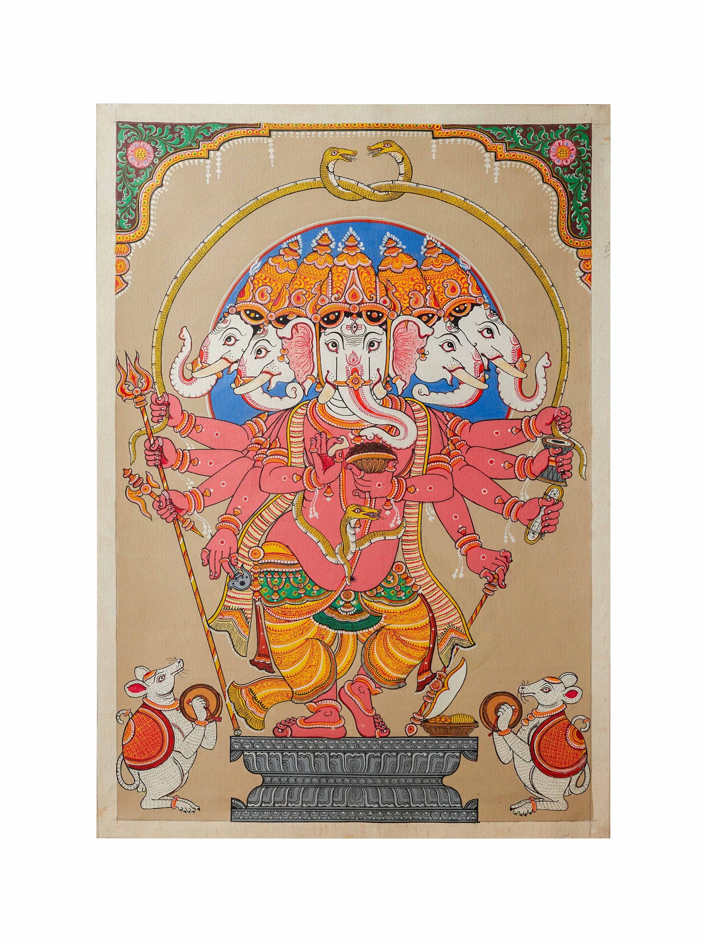 Ganesha Pattachitra Silk Painting