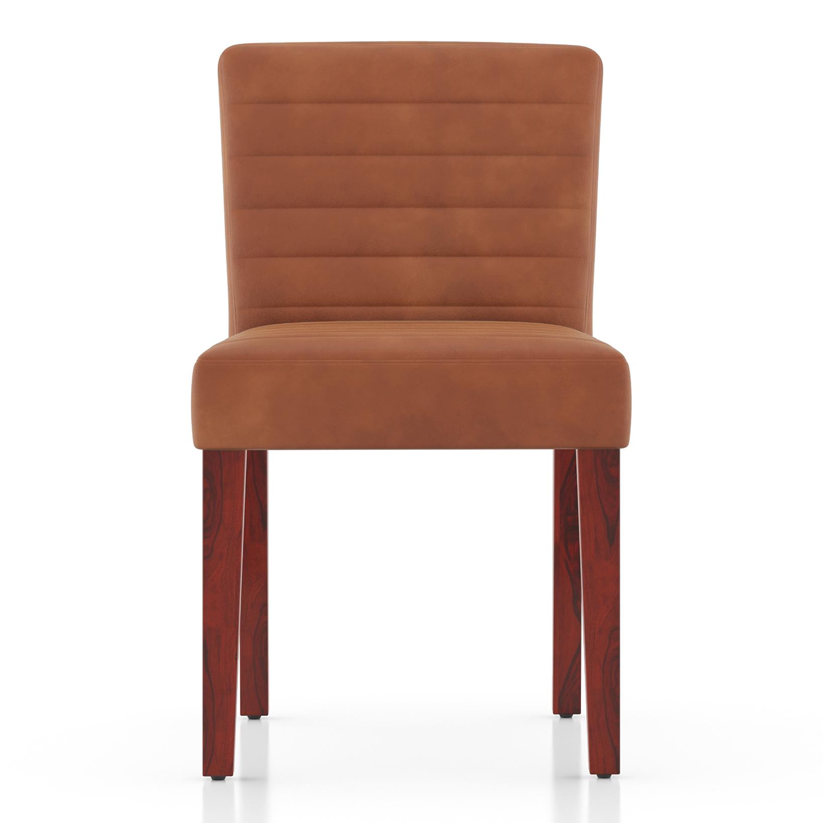 Adria Karara Quitese Top Dining Table With Set Of 6 Ludo Dining Chairs (Colour- Tan Leatherette, Finish- Carara White)